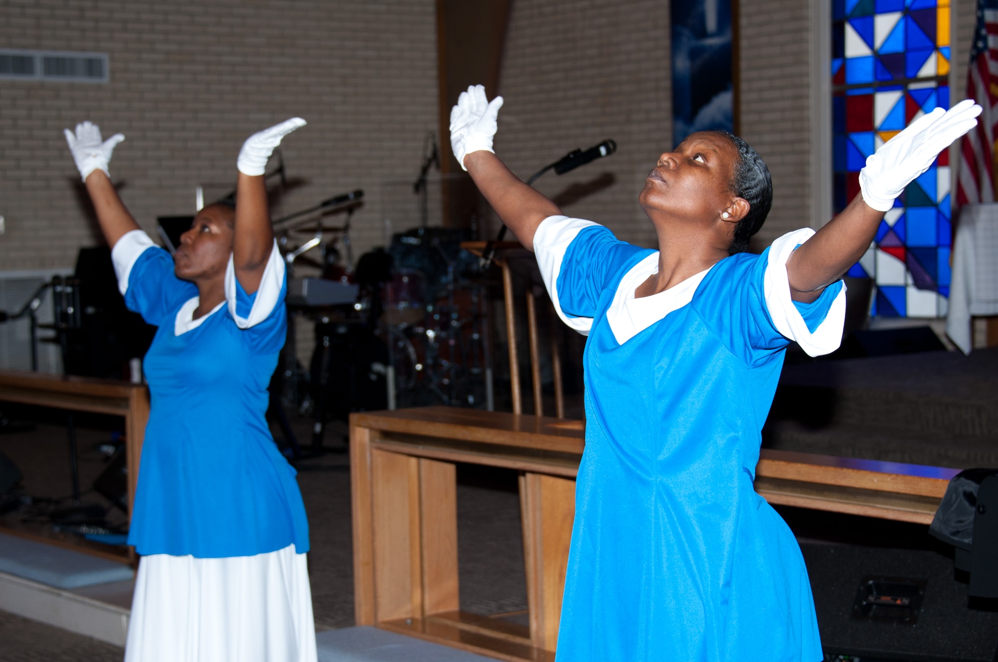 A praise dance group performed at a base celebration of Martin Luther King's legacy Jan. 18. Maxwell chapel held a memorial service for Martin Luther King Jr., celebrating the life and work of the famous civil rights activist. (Air Force photo/Melanie Rodgers Cox)