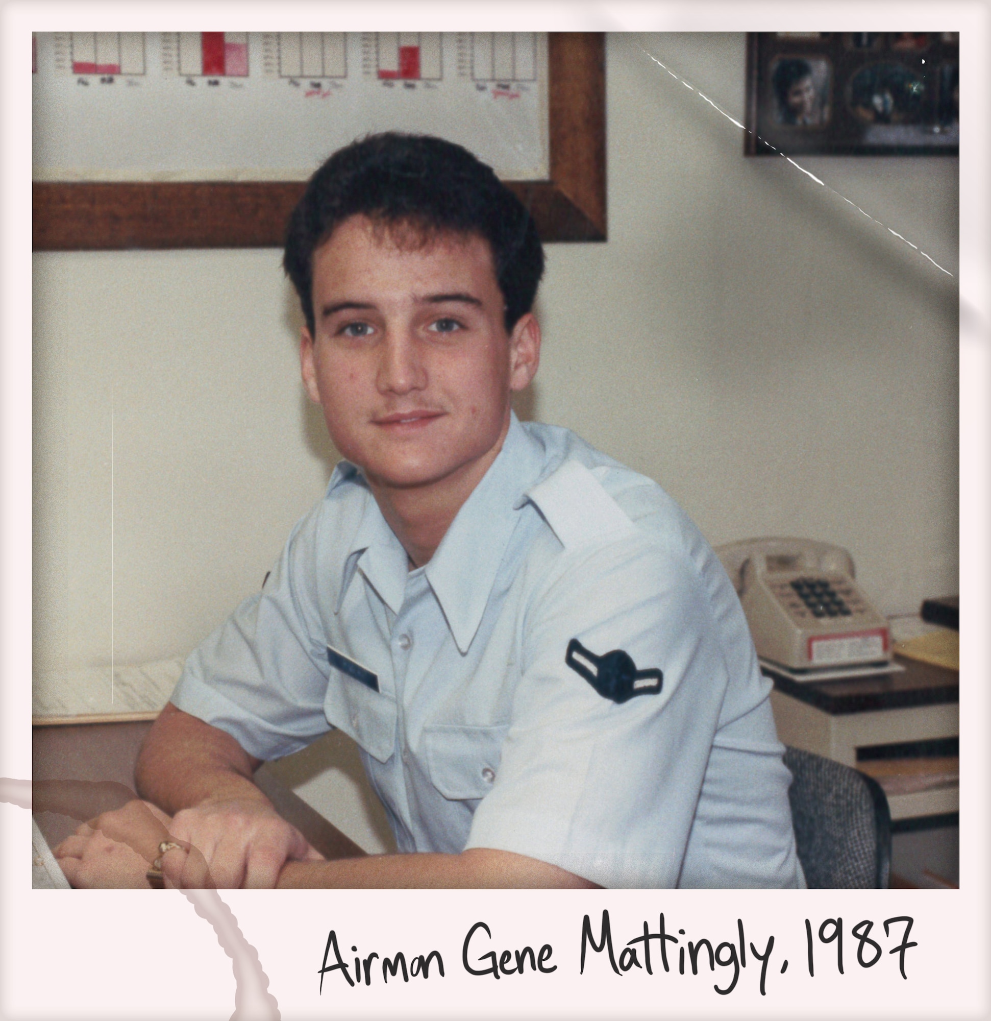 Then Airman Gene Mattingly works as his workstation at Plattsburgh Air Force Base, N.Y., in 1986. Currently Mattingly is a lieutenant colonel, and commands the 100th Communications Squadron at RAF Mildenhall, England. (U.S. Air Force illustrative photo by Tech. Sgt. Kevin Wallace/Staff Sgt. Austin May)