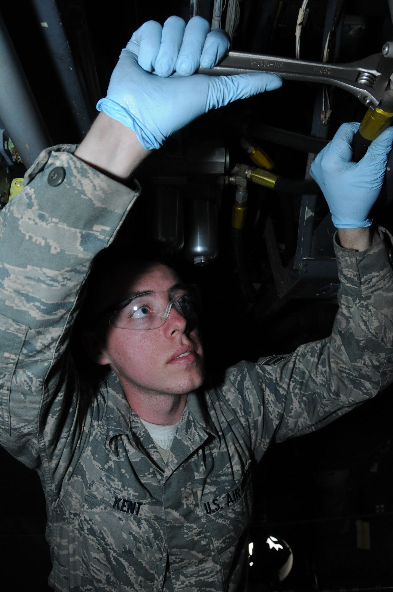 Airman 1st Class Justin Kent, 386th Expeditionary Aircraft Maintenance Squadron, is the Rock Solid Warrior for Jan. 27, 2012. He is an Aircraft Hydraulic Systems journeyman deployed from the 374th Maintenance Squadron, Yokota Air Base, Japan. (U.S. Air Force photo/Staff Sgt. James Lieth)
