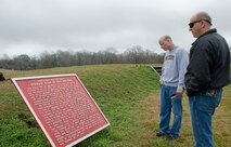 VICKSBURG, Miss. - Senior Master Sgt. Jerry Wilkerson, right, 509th Logistics Readiness Squadron from Whiteman Air Force Base, Mo., and Chief Master Sgt. Terry West, 8th Air Force command chief, read a tablet in Vicksburg, Miss., Jan. 26. Throughout Vicksburg there are color coded position tablets marking certain events and battles that took place during the Civil War. (U.S. Air Force photo/Airman 1st Class Benjamin Gonsier)(RELEASED)

