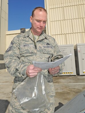 Senior Master Sgt. Jonathan White earned the title of 4th Fighter Wing 2011 Senior Noncommissioned Officer of the Year during a ceremony at Seymour Johnson Air Force Base, N.C., Jan. 28, 2012. White works at the 4th Aircraft Maintenance Squadron. (U.S. Air Force photo/Senior Airman Gino Reyes)