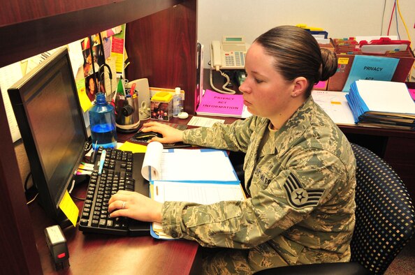 Staff Sgt. Katie Pane earned the title of 4th Fighter Wing 2011 Airman of the Year during a ceremony at Seymour Johnson Air Force Base, N.C., Jan. 28, 2012. Pane works at the 4th Aerospace Medicine Squadron. (U.S. Air Force photo/Airman 1st Class Mariah Tolbert)