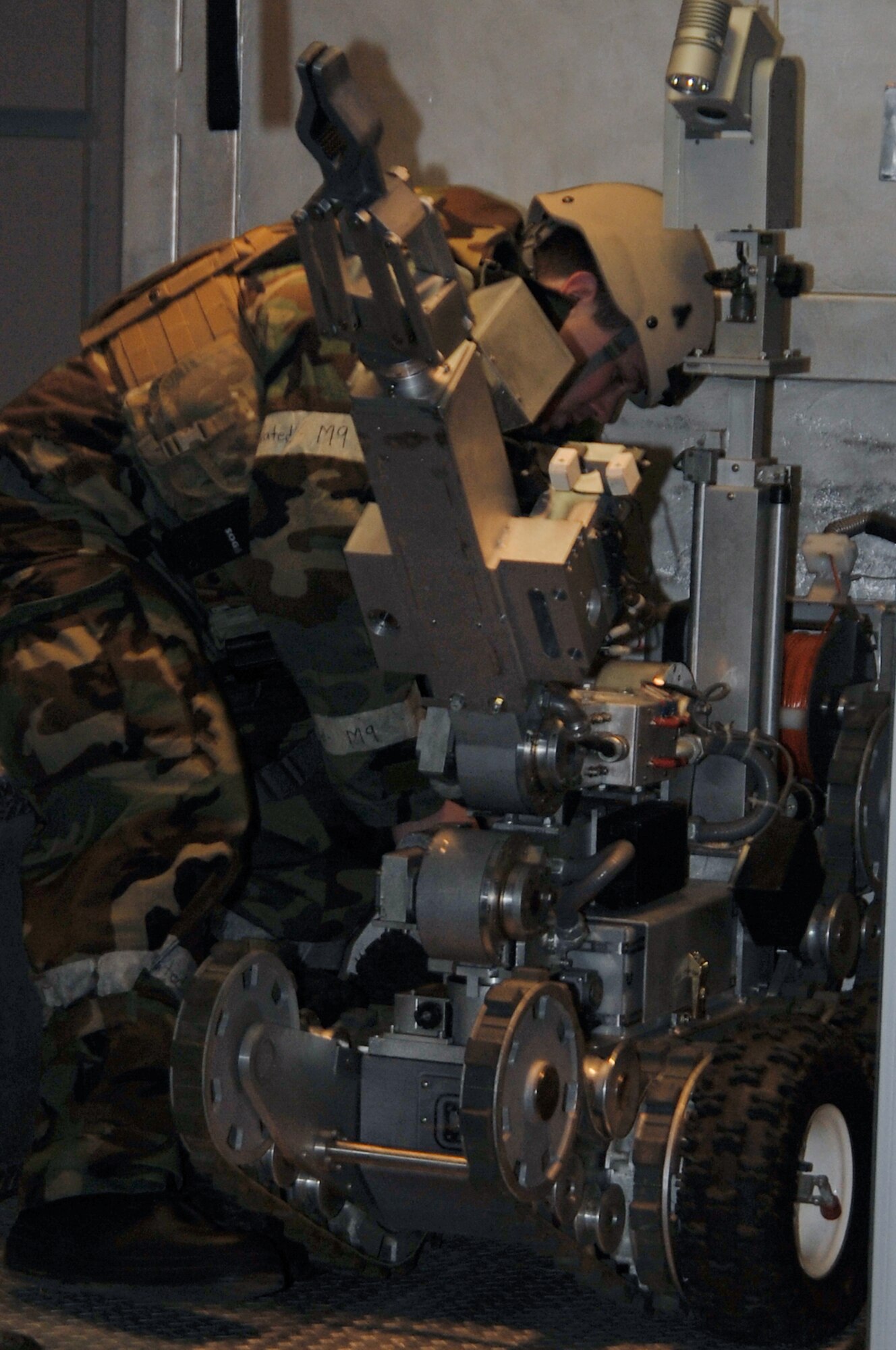 Senior Airman Matthew Workoff, 51st Civil Engineer Squadron, preps the ANDROS F6 for operation, Jan. 30, 2012. The Airmen are participating in a peninsula-wide operational readiness exercise, Beverly Bulldog 12-01, held to train U.S. forces throughout South Korea. (U.S. Air Force photo/Staff Sgt. Craig R. Cisek)