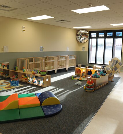 A classroom full of toys sits inside the newly built Child Development Center II Jan. 27, 2012, at Nellis Air Force Base, Nev. The CDC II opened Jan. 23, 2012, and is dedicated to provide care for 64 infants. (U.S. Air Force photo by Staff Sgt. Taylor Worley)
