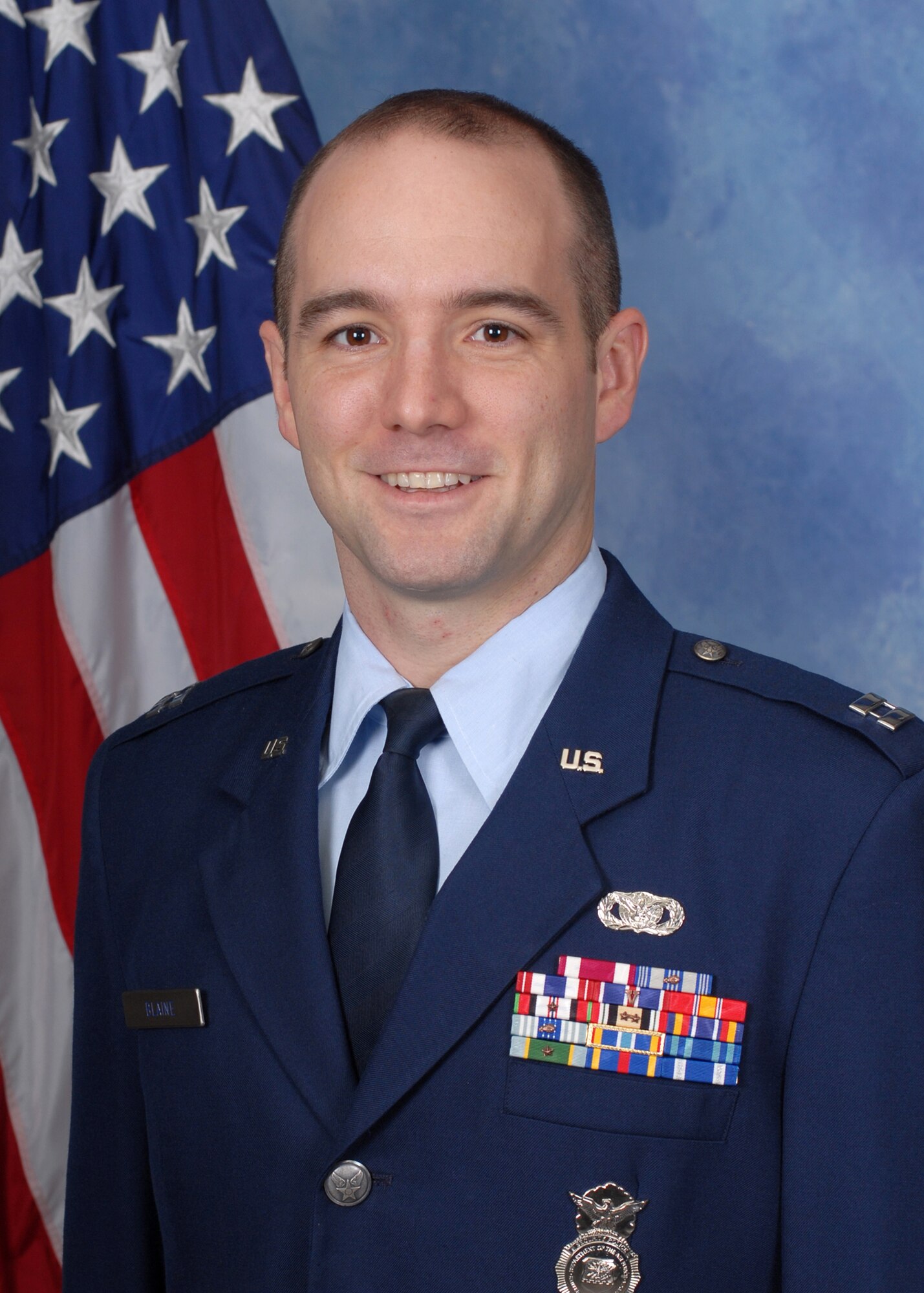 GOODFELLOW AIR FORCE BASE, Texas -- Capt. Anthony Blaine, 17th Security Forces Squadron, is the 17th Training Wing 2011 Company Grade Officer of the Year. The annual awards program recognizes military and civilian personnel who compete in 25 categories for their significant contributions to the 17th TRW, the community and the mission. (U.S. Air Force photo/ Airman 1st Class Michael Smith) 