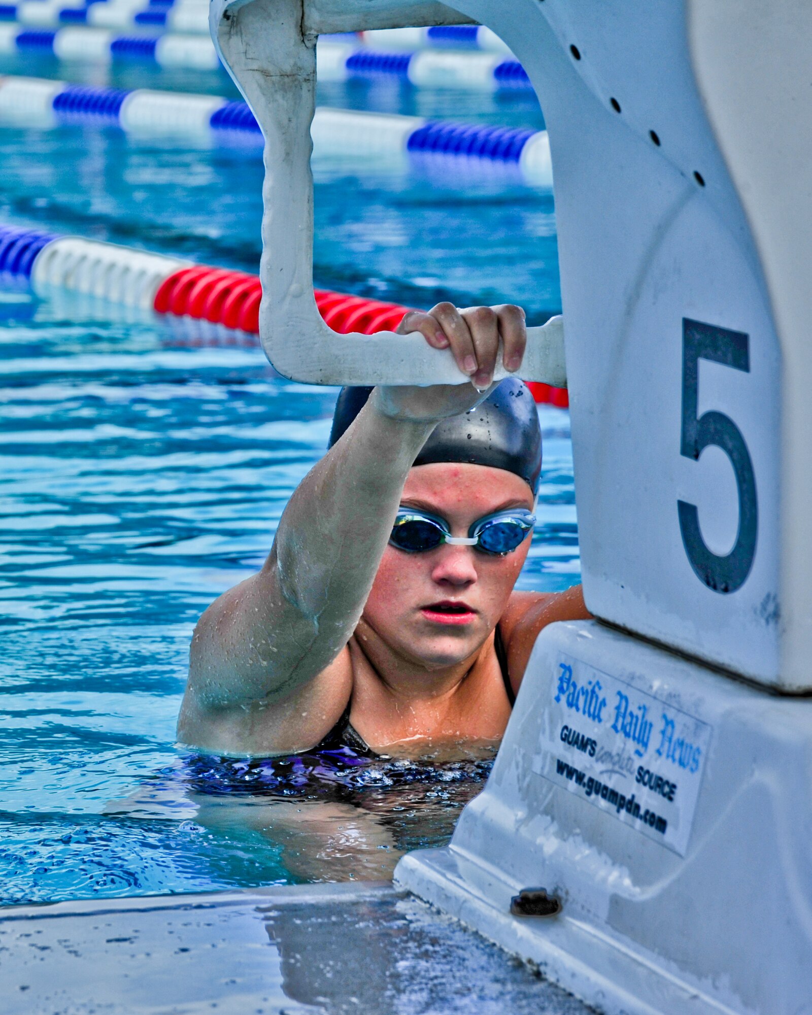 Andersen Marlin's Swim Team members, made up of Team Andersen youth from ages 6 to 18 years old, compete in a tournament Dec. 16.  (U.S. Air Force photo/Staff Sgt. Alexandre Montes)