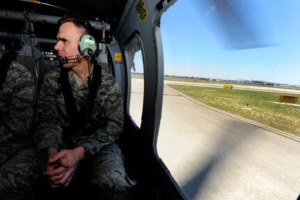 Brig. Gen. Timothy Green, Director of Installations and Mission Support, Headquarters Air Mobility Command, Scott Air Force Base, Ill., waits for take-off at the Atlantic Aviation flight-line, North Charleston, S.C., June 27, 2012.  Green and Maj. Gen. Timothy Byers, the Civil Engineer, Headquarters Air Force, Washington D.C., were given an aerial tour of Joint Base Charleston - Air Base and Weapons Station, Short Stay Naval recreation area and North Auxiliary Air Field.  Byers and Green were accompanied by members of JB Charleston leadership.  (U.S. Air Force/Staff Sgt. Nicole Mickle)  