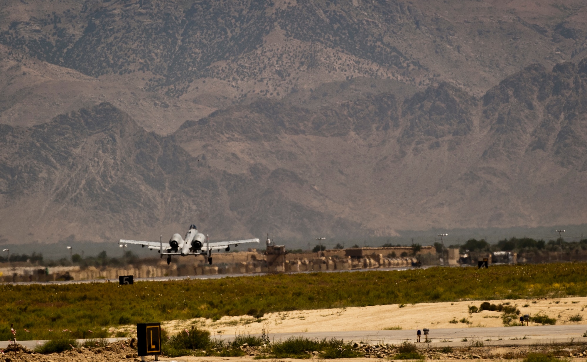 A U.S. Air Force A-10 Thunderbolt II takes off at Bagram Airfield, Afghanistan, June 30, 2012. Bagram’s A-10s fly daily to provide constant close-air support to NATO and Afghan ground forces operating in Afghanistan.  (U.S. Air Force photo/Capt. Raymond Geoffroy)