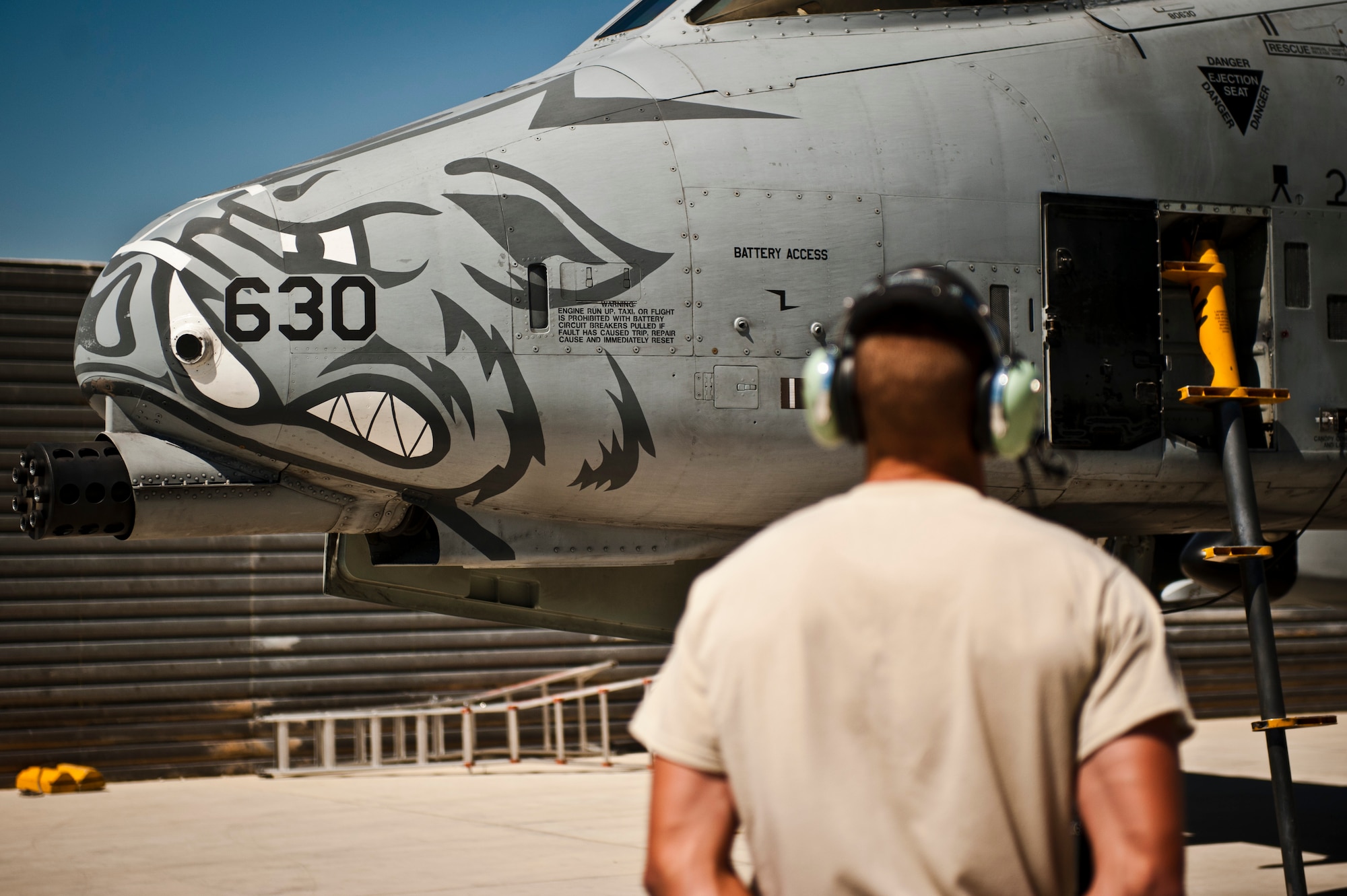 Airmen from the 455th Air Expeditionary Wing prepare a U.S. Air Force A-10 Thunderbolt II for a mission at Bagram Airfield, Afghanistan, June 30, 2012. Affectionately called the ‘Warthog’, the A-10 is a specialized ground-attack aircraft which provides close air support to ground forces operating in Afghanistan. (U.S. Air Force photo/Capt. Raymond Geoffroy)