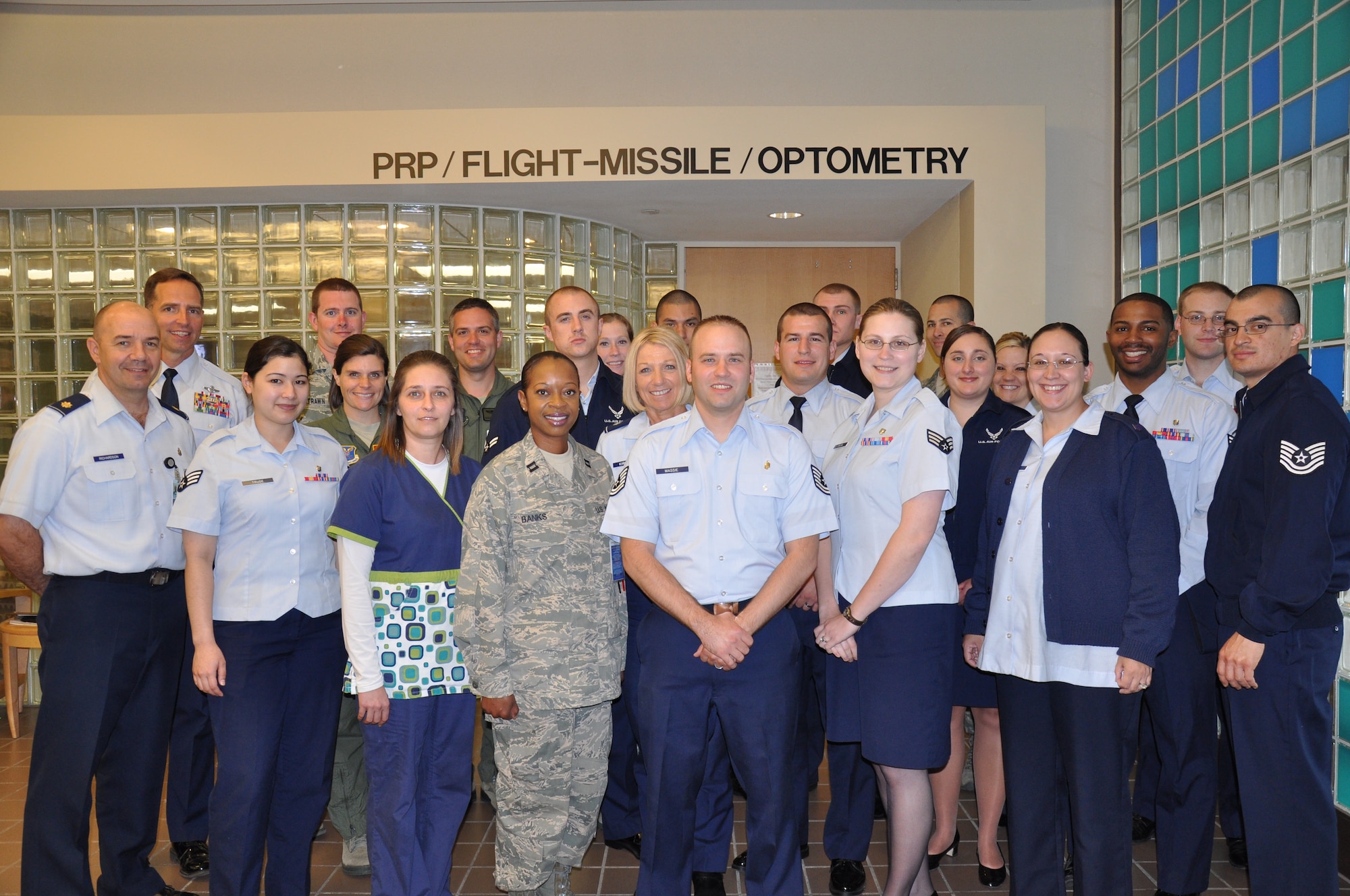 MINOT AIR FORCE BASE, N.D. -- The Personnel Reliability Program clinic has an enrolled population of 3,329 Active Duty, Guard and civilian members. The PRP clinic supports Minot's dual-wing mission by ensuring Airmen and civilians are able to be medically cleared to work with nuclear weapons safely. They do this by following Air Force guidance from the Procedural Guidance Manual and the AFMAN 10-3902. They currently have 49 members in the flight that deal directly with the PRP mission. They are the largest Personnel Reliability Program in the Department of Defense with two of the three components of the nuclear triad. (U.S. Air Force photo/Staff Sgt. Carmen Washington) 