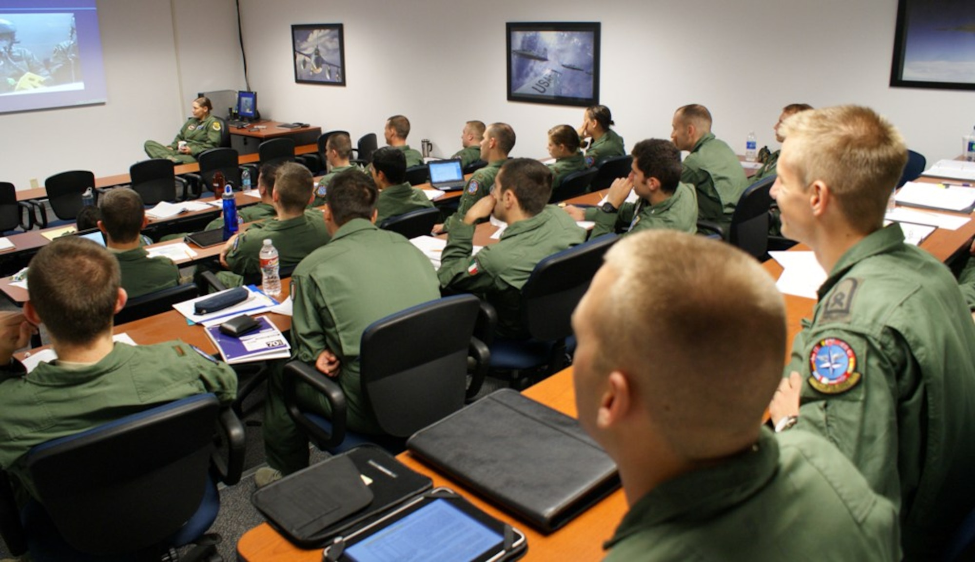 Euro-NATO Joint Jet Pilot Training students learn about the human factors that can derail them and their aircraft in flight Jun 7, 2012 at Sheppard Air Force Base, Texas.  Undergraduate Pilot Training students receive 50 hours of physiological training over the first year of training and all pilots and aircrew are required to take refresher training every five years, to include exposure to hypoxia symptoms. (U.S. Air Force photo/Dan Hawkins)