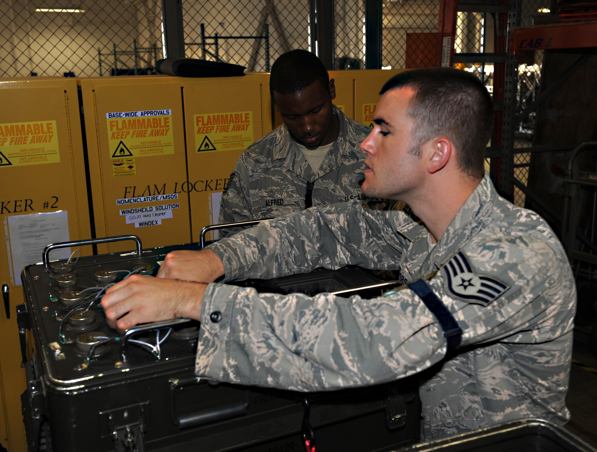 Staff Sgt. Michael Dickerson, 2nd Maintenance Operations Squadron weapons quality assurance inspector, checks the knobs on a Multi-Use System Tester Armament Next Generation during an inspection on Barksdale Air Force Base, La., June 28. The MUSTANG is used to test aircraft weapons systems and equipment. (U.S. Air Force photo/Airman 1st Class Benjamin Gonsier)(RELEASED) 