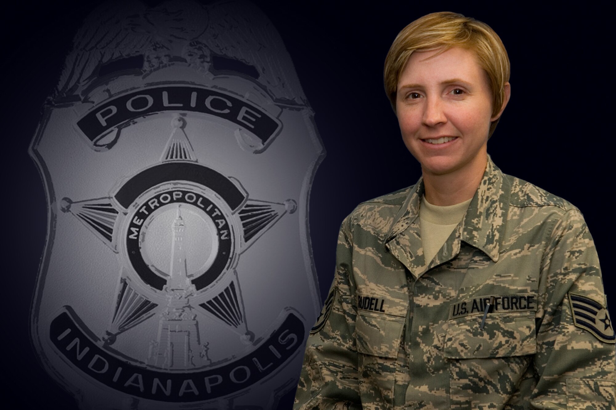 GRISSOM AIR RESERVE BASE, Ind. -- Staff Sgt. Christin Rudell, 434th Aerospace Medicine Squadron health service management apprentice, was named the National Law Enforcement Officers Memorial Fund Officer of the Month for April 2012. She was recognized for protecting her partner in January 2011. (U.S. Air Force graphic/Senior Airman Andrew McLaughlin)