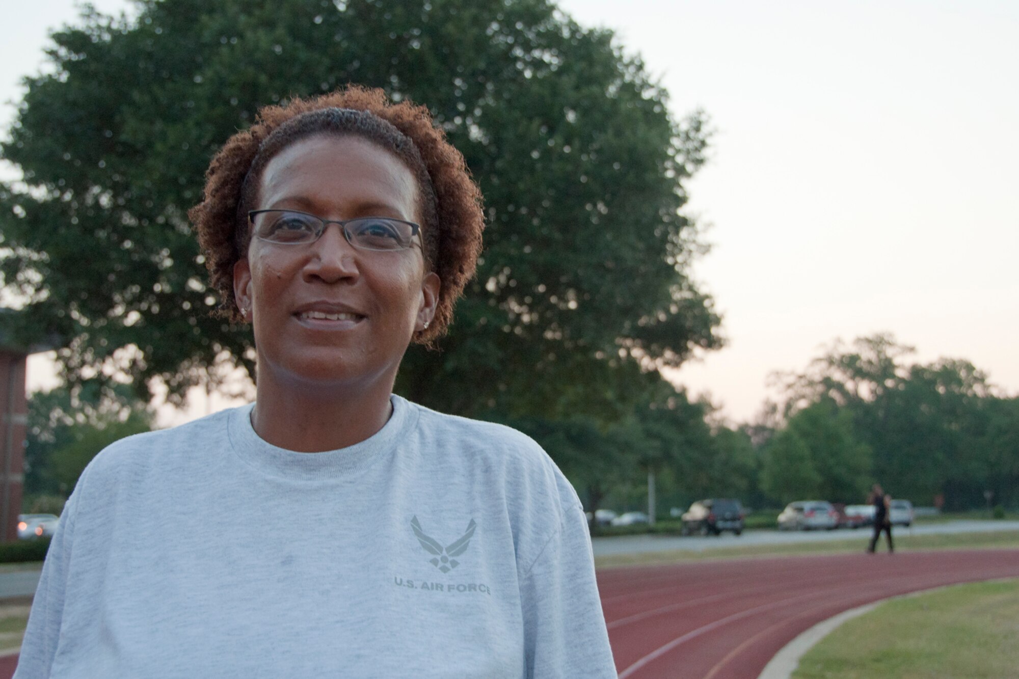 ROBINS AIR FORCE BASE, Ga. - Master Sgt. Michele Smith, unit training manager at Readiness Management Group here, passed her fitness test through hard work and perservence.  After the first test failure, doctors diagnosed Smith with two cerebral aneurysms, which likely caused her to fail the test. (U.S. Air Force photo/Staff Sgt. Megan Tomkins)