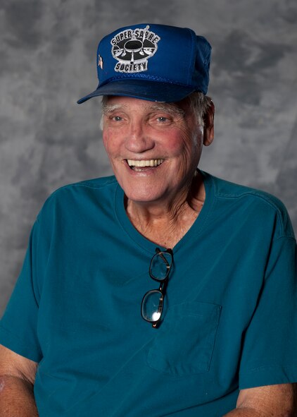 U.S. Air Force retired Master Sgt. Carl Hackworth joined the Air Force in 1955 and worked as a crew chief for many aircraft including the F-86L Sabre, which is now a new addition to the President George W. Bush Air Park at Moody Field. Hackworth retired Aug. 1, 1977, and lives in Valdosta. (U.S. Air Force photo by Senior Airman Eileen Meier/Released)