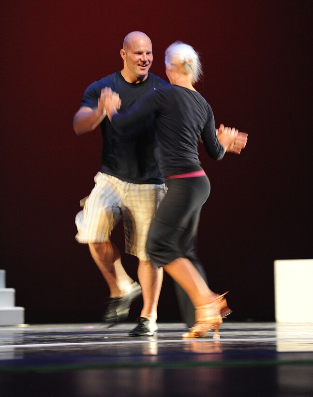 Staff Sgt. Curtis Krenzke, 23rd Special Tactics Squadron tactical air control party, recently participated in the “Dancing with Desire” charity event that included dancers from the popular television series “Dancing with the Stars.” The event, held at the Mattie Kelly Arts Center in Niceville, Fla., raised funds for the charity Children in Crisis. (U.S. Air Force Photo by Master Sgt. Steven Pearsall)