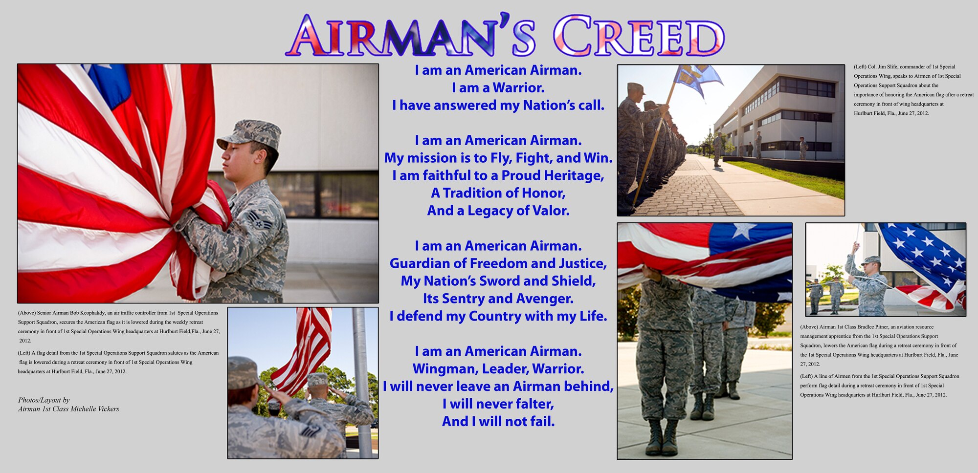 (U.S. Air Force photos and layout / Airman 1st Class Michelle Vickers) (RELEASED)