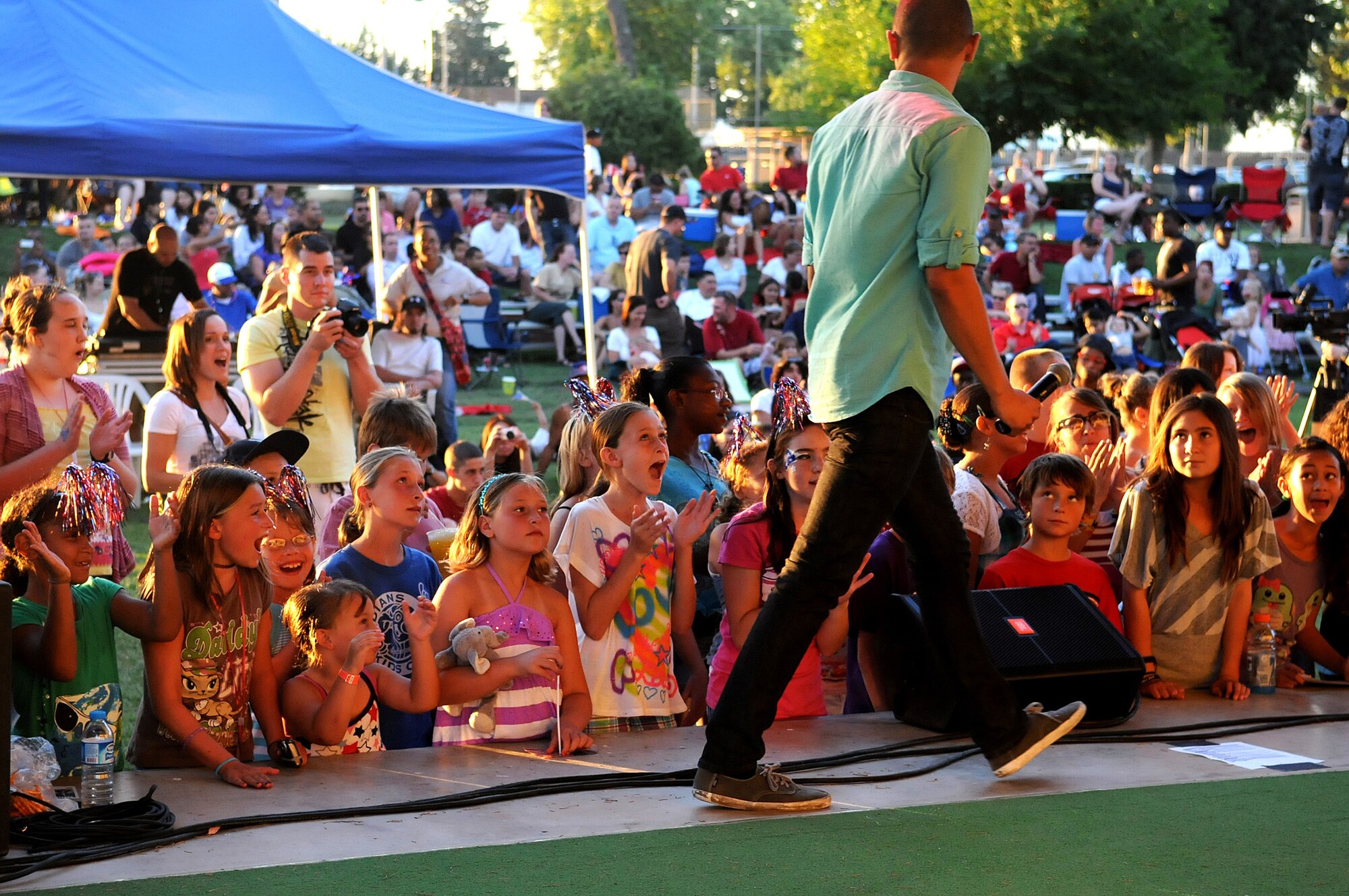 Adrien Madison, member of the American Idol concert tour, performs during the Independence Day celebration July 4, 2012, at Incirlik Air Base, Turkey. The  visit was sponsored by Armed Forces Entertainment. (U.S. Air Force photo by Senior Airman Marissa Tucker/Released)