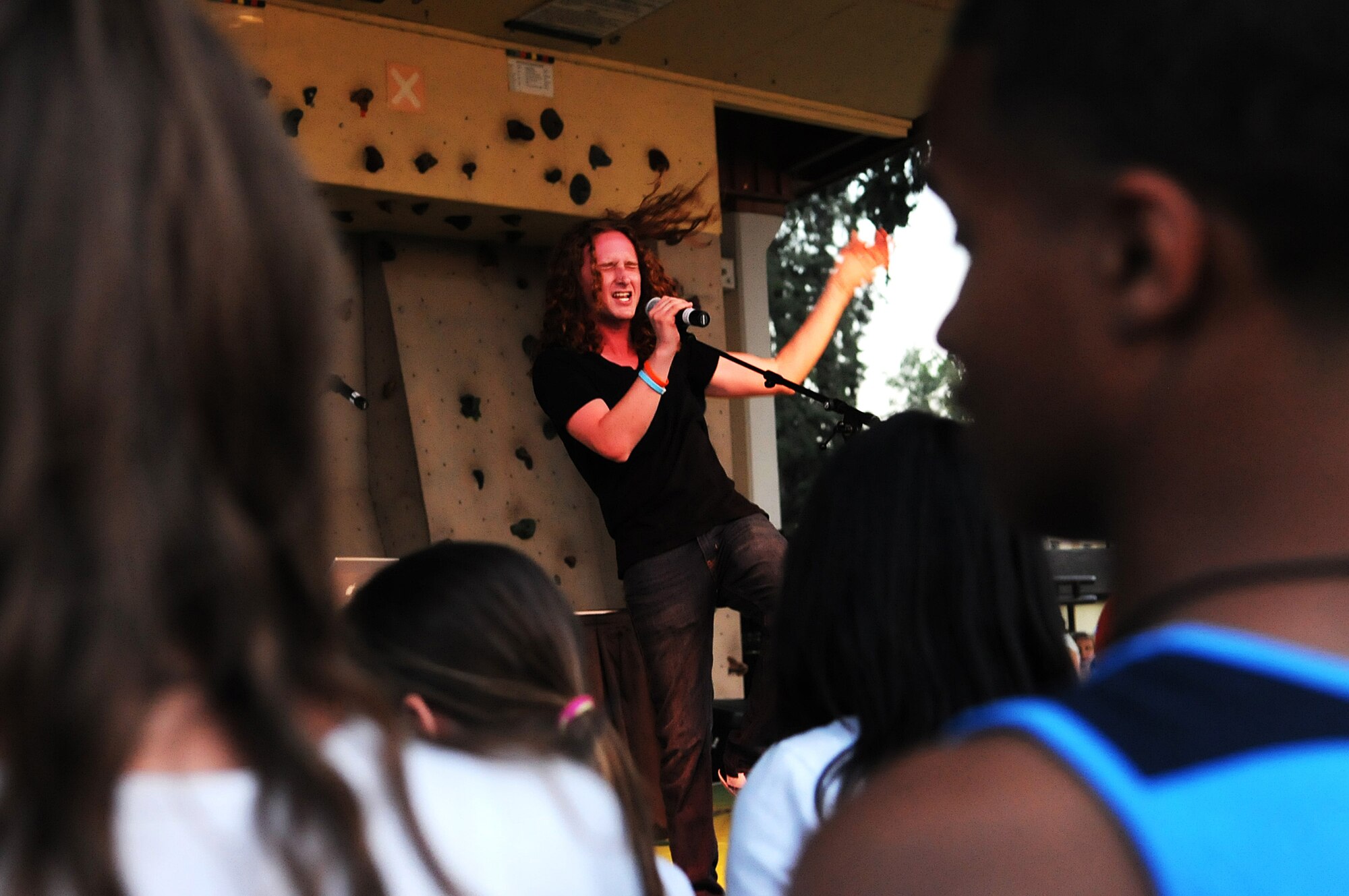 Brett Loewenstern, a member of the American Idol Tour, perform during the Independence Day celebration July 4, 2012, at Incirlik Air Base, Turkey. The visit was sponsored by Armed Forces Entertainment. (U.S. Air Force photo by Senior Airman Marissa Tucker/Released)