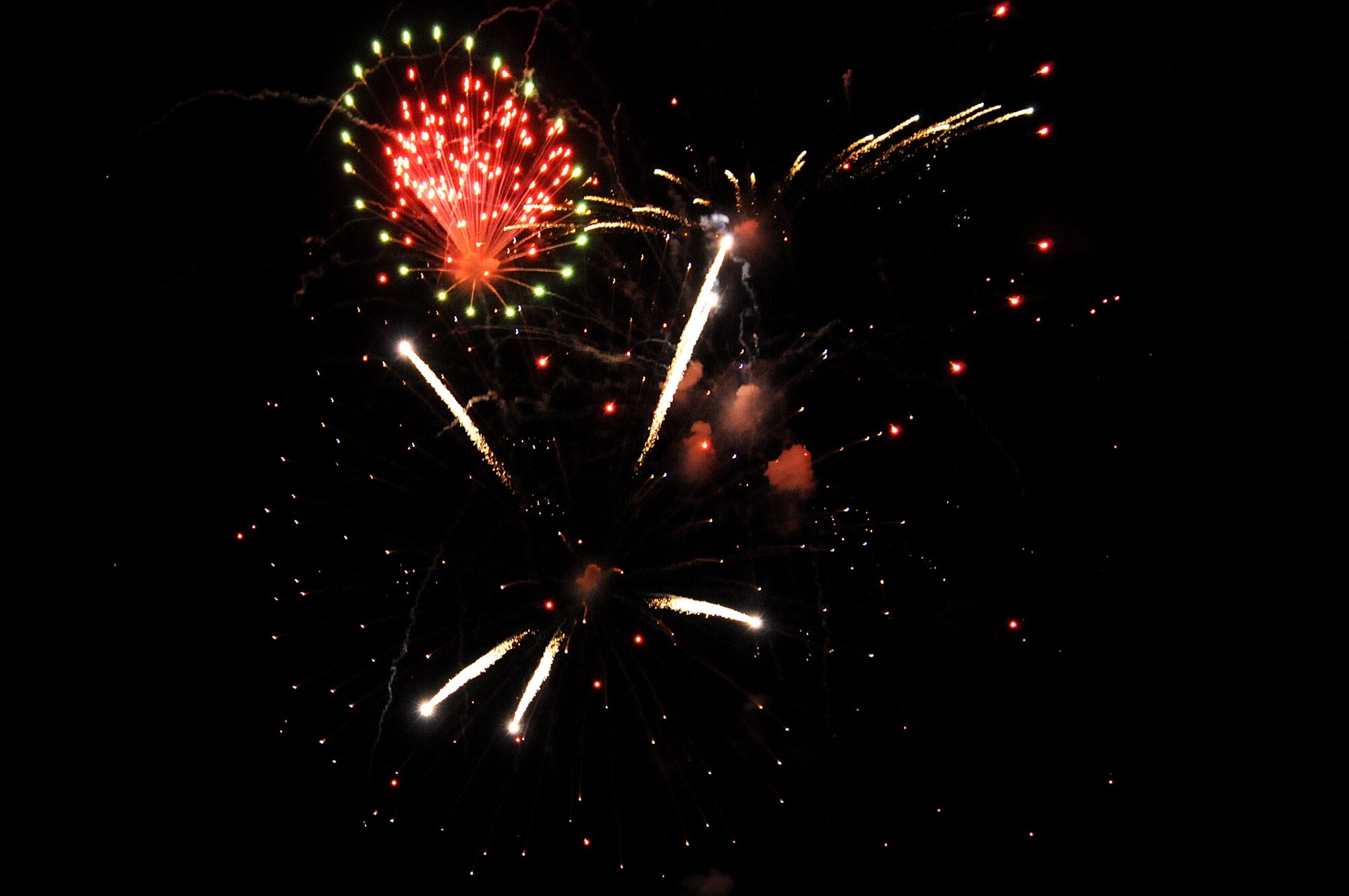 A fireworks display concludes the Independence Day events July 4, 2012 at Incirlik Air Base, Turkey. The Independence Day events at Incirlik also included a Strongman Competition and a concert from the American Idols Tour. (U.S. Air Force photo  by Senior Airman Marissa Tucker/Released)