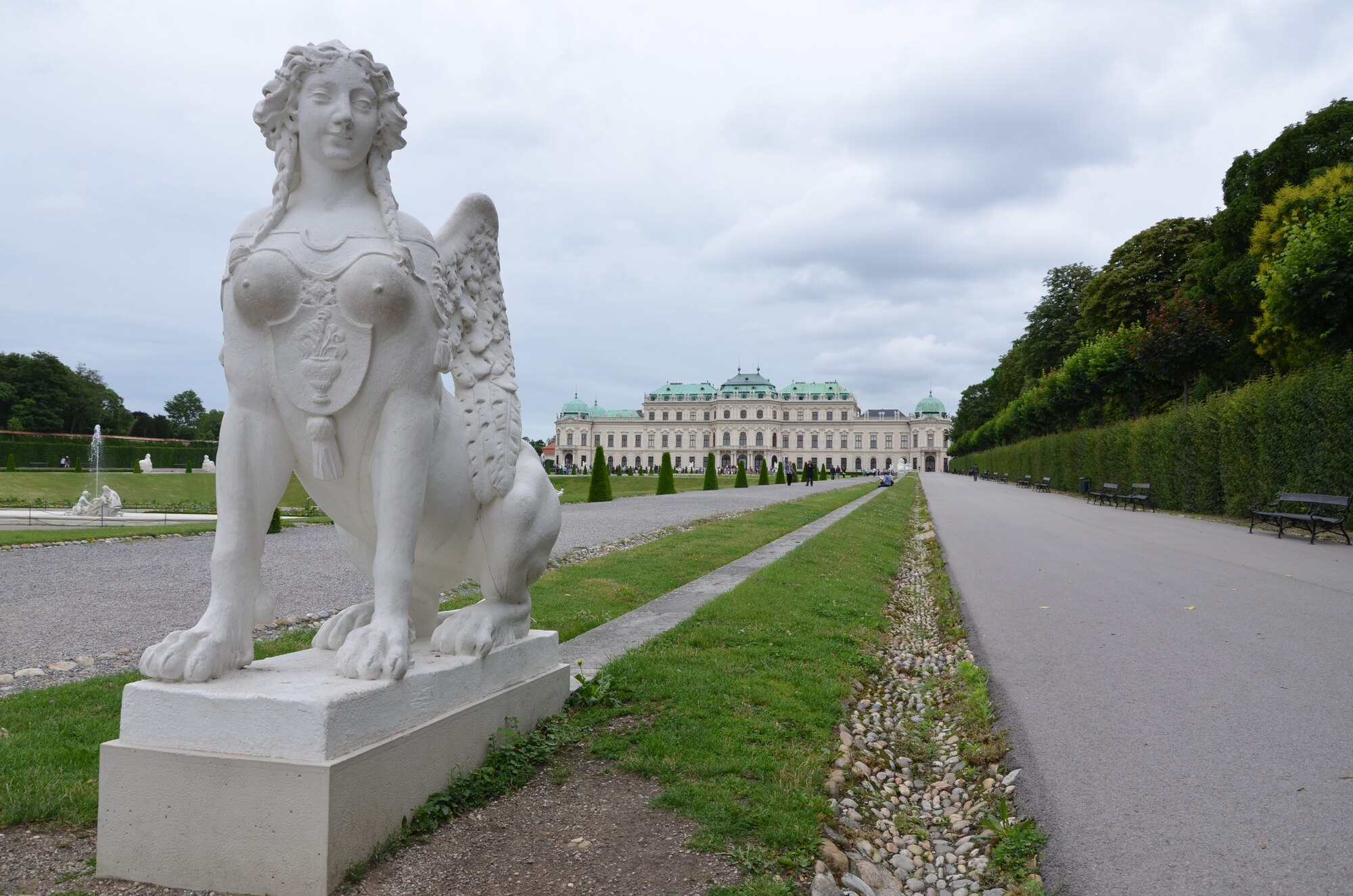 A sphinx stands guard over the grounds at the Belvedere Palace.  The Belvedere includes two picturesque palaces in the middle of a park filled with gardens, fountains and statues. (U.S. Air Force photo/Capt. Erick Saks)