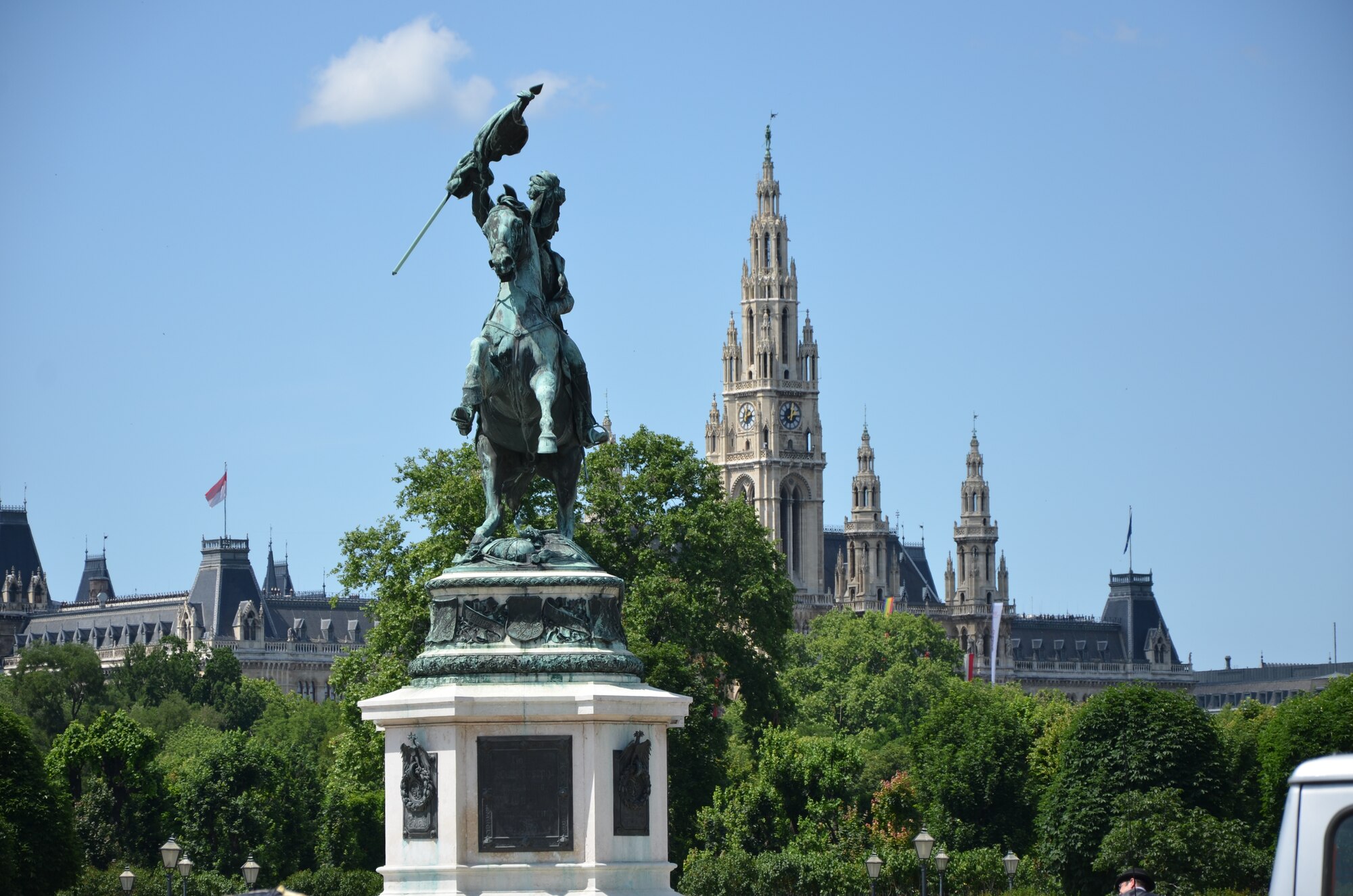 A sculpture of Erzherzog Karl stands on grounds of the Hofburg Palace.  The palace has housed some of the most powerful people in European and Austrian history, and currently serves as the official residence of the president of Austria. (U.S. Air Force photo/Capt. Erick Saks) 