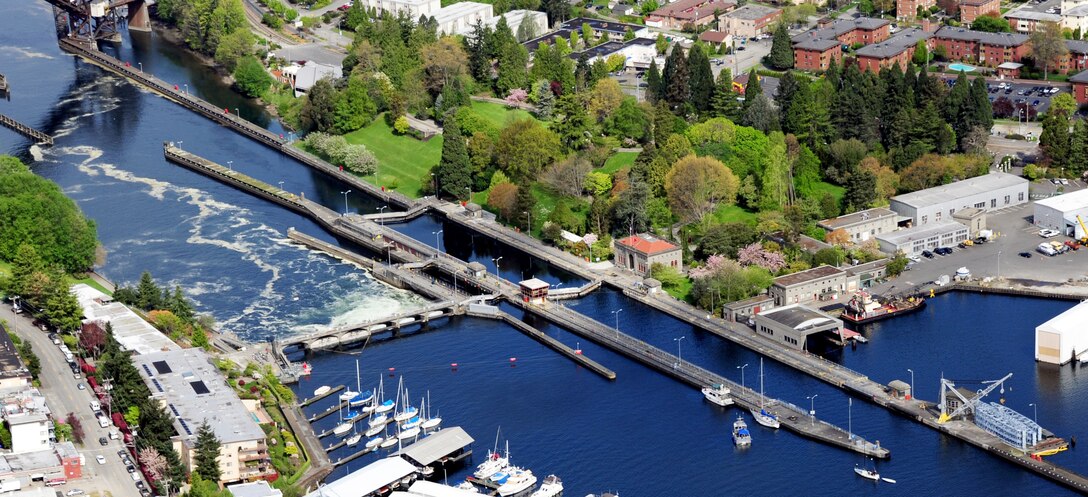 Aerial view of Hiram M. Chittenden Locks (Photo Courtesy of Civil Air Patrol)