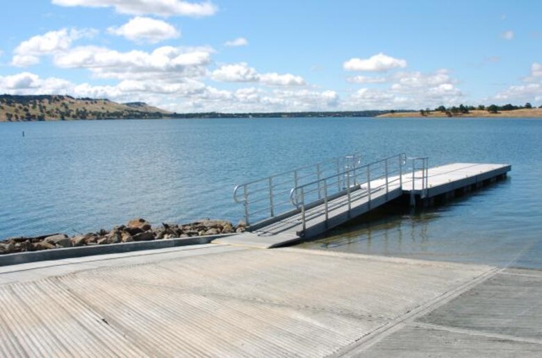 A new boat ramp at Black Butte Lake, Calif., awaits summer visitors May 18, 2011. The ramp was expanded in a project funded by a grant from the California Department of Boating and Waterways.