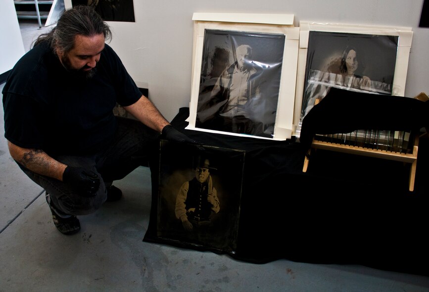 Quinn Jacobson, Air Reserve Personnel Center visual information specialist, has revived a forgotten photographic process called wet plate collodion taught through his lectures at his studio in Denver. (Courtesy photo)