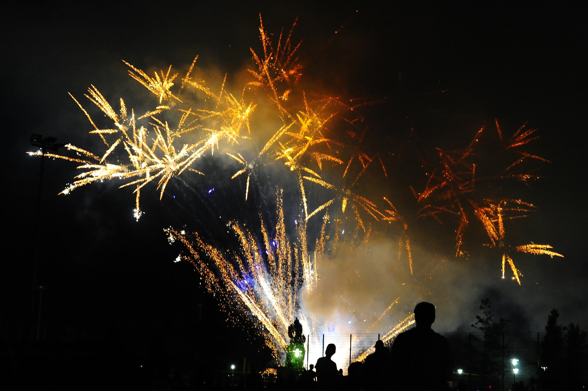 Fireworks explode in magnificent color at the 86th Force Support Squadron’s annual Kaiserslautern Military Community Independence Day celebration, “The Rockin’ 4th,” at the Enlisted Club on Ramstein Air Base, Germany, July 4, 2012. The firework display was the finale of the Independence Day celebration. (U.S. Air Force photo/Airman 1st Class Holly Cook) 