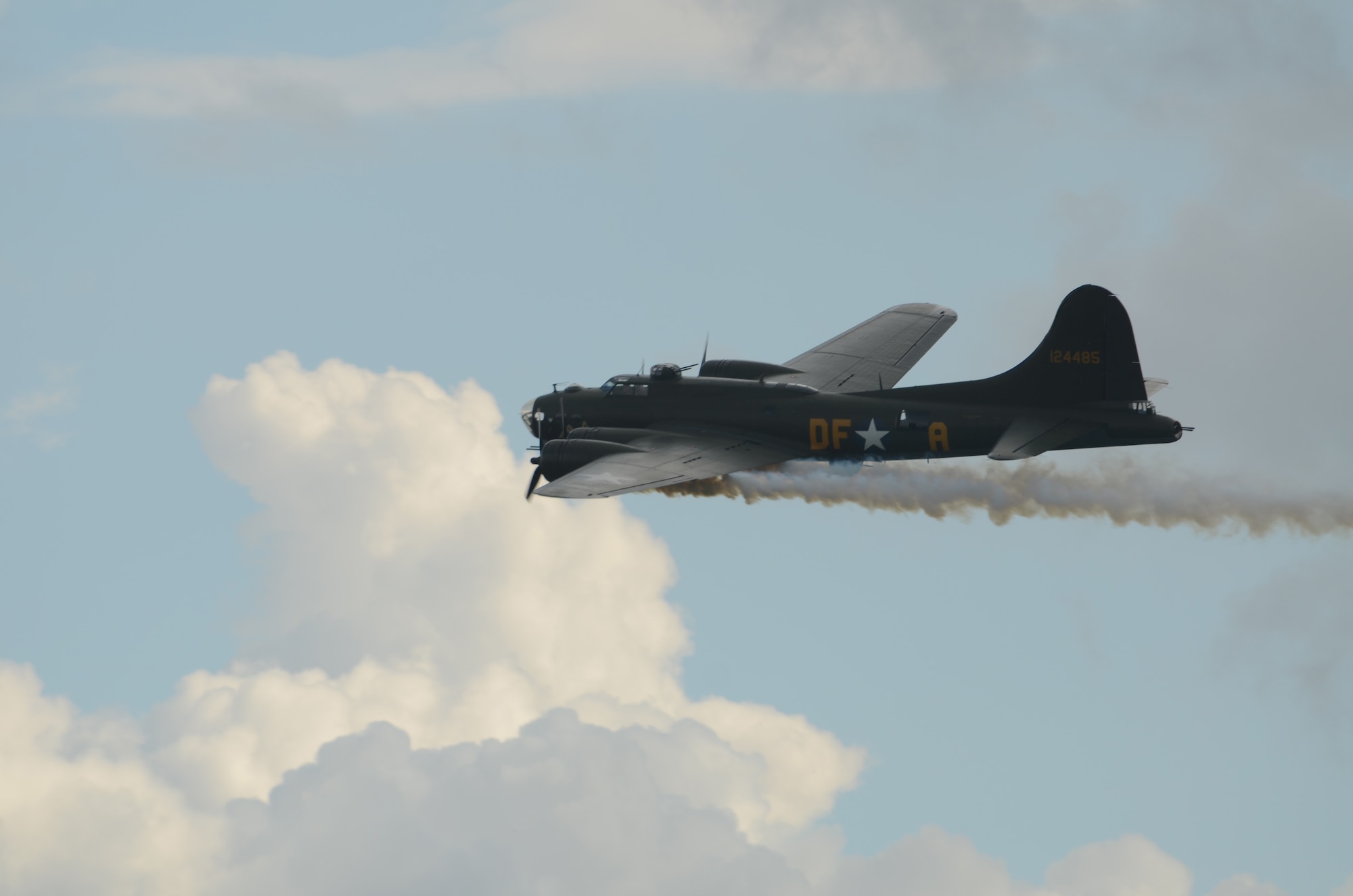 ROYAL AIR FORCE FELTWELL, England - Europe's last remaining air-worthy B-17 Flying Fortress, "Sally B," flies over the crowd during the Independence Day celebration here July 4, 2012. Approximately 30,000 Airmen, their families and U.K. residents celebrated the America's Independence Day. The 48th Fighter Wing and 100th Air Refueling Wing hosted the event, which featured aerial demonstrations, games, American food, carnival rides and a fireworks display. (U.S. Air Force photo by Staff Sgt. Stephen Linch)