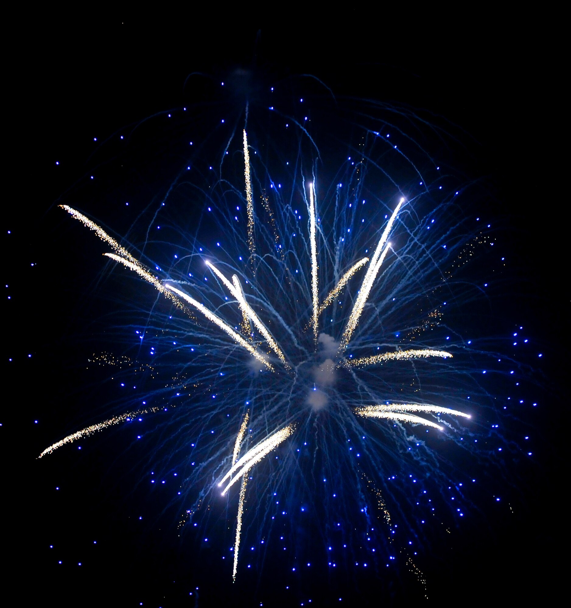 Fireworks spark at Osan Air Base, Republic of Korea, July 4, 2012, to celebrate America’s independence. The annual Liberty Fest started with a golf tournament and ended with a fireworks show. Live bands also played during the day and traditional American food was served at the event. The Fourth of July, or Independence Day, is a federal holiday that celebrates the adoption of the Declaration of the Independence on July 4, 1776. (U.S. Air Force photo/Staff Sgt. Stefanie Torres)