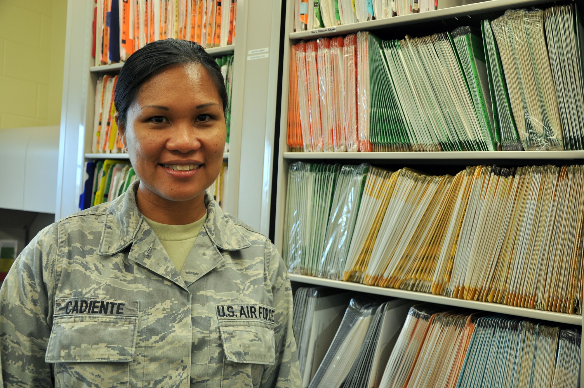 Master Sgt. Jaylene Cadiente, 624th Aeromedical Staging Squadron health service technician. (U.S. Air Force photo/Staff Sgt. David Hsu)