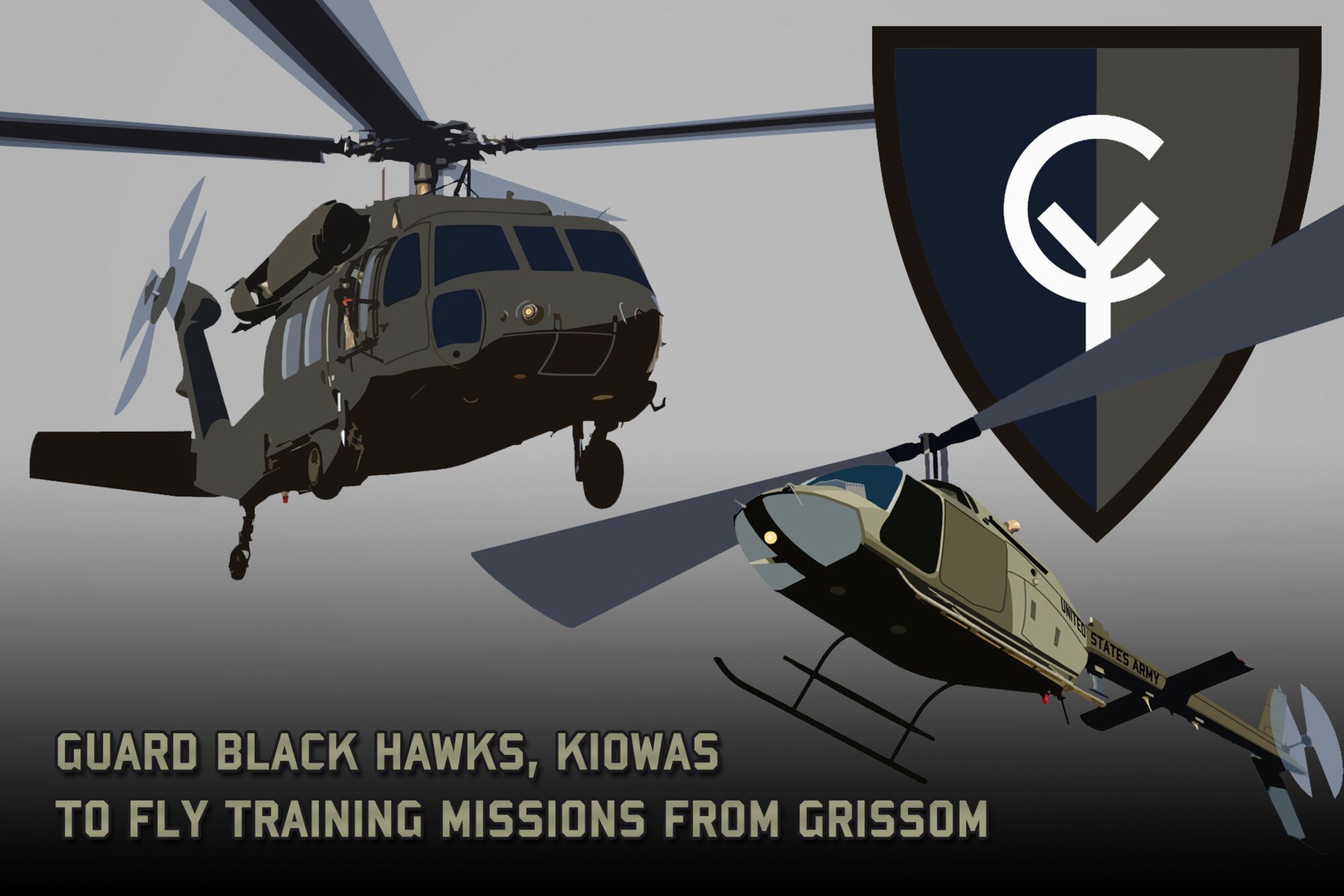 GRISSOM AIR RESERVE BASE, Ind. -- The Indiana National Guard is sending one UH-60 Black Hawk and one OH-58 Kiowa to Grissom for three weeks of training beginning July 9. (U.S. Air Force graphic/Tech. Sgt. Mark R. W. Orders-Woempner)
