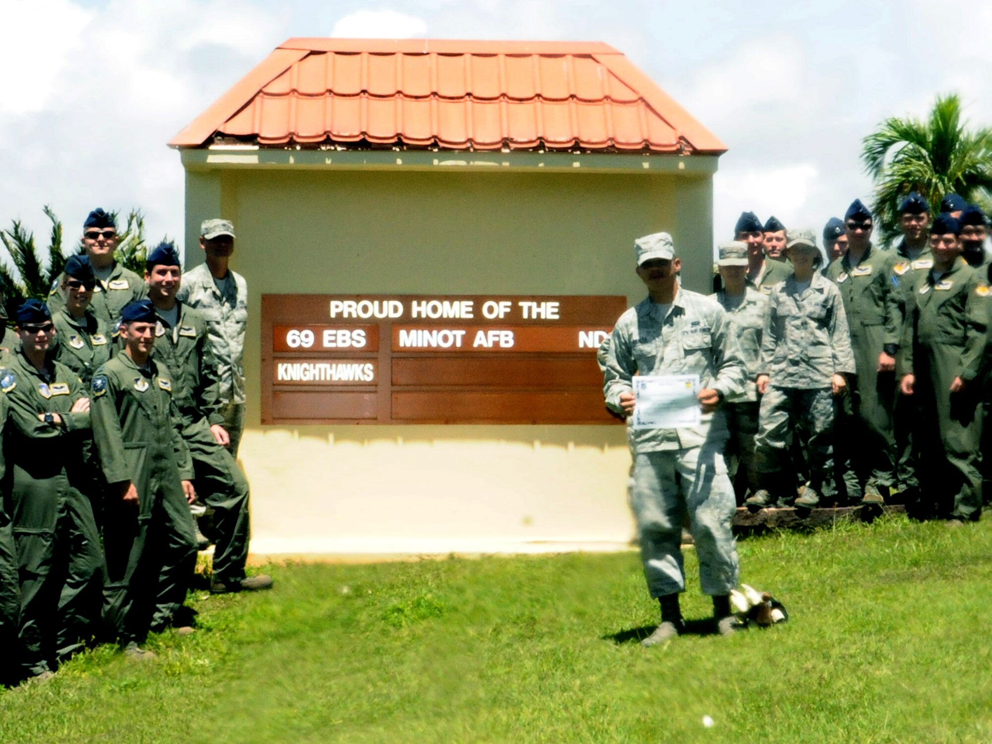 Airman 1st Class Javier Peralta, 69th Expeditionary bomb Squadron crew communications apprentice was awarded Team Andersen’s Best July 6. Team Andersen's Best is a recognition program which highlights a top performer from the 36th Wing. Each week, supervisors nominate a member of their team for outstanding performance and the wing commander presents the selected Airman/civilian with an award. To nominate your Airman/civilian for Andersen's Best, contact your unit chief or superintendent explaining their accomplishments. (U.S. Air Force photo by Airman 1st Class Mariah Haddenham/Released)