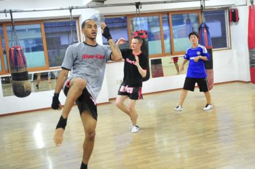 Senior Airman James Turner, 51st Maintenance Group aircraft metal technology journeyman, does routine cool-down exercises June 18, 2012. Turner is currently at in intermediate level, still honing his skills and is perfecting his craft with the intent of someday competing professionally in a grand prix tournament. (U.S. Air Force photo/Senior Airman Adam Grant)
