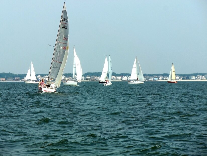 Sailboat captains position their boats for the 2012 Veterans’ Cup sailboat race on the Chesapeake Bay July 7, 2012. More than 20 boats participated, and their crews raised $600 to provide resources for military veterans, their families and friends. (U.S. Air Force photo by Tech. Sgt. Randy Redman / Released)