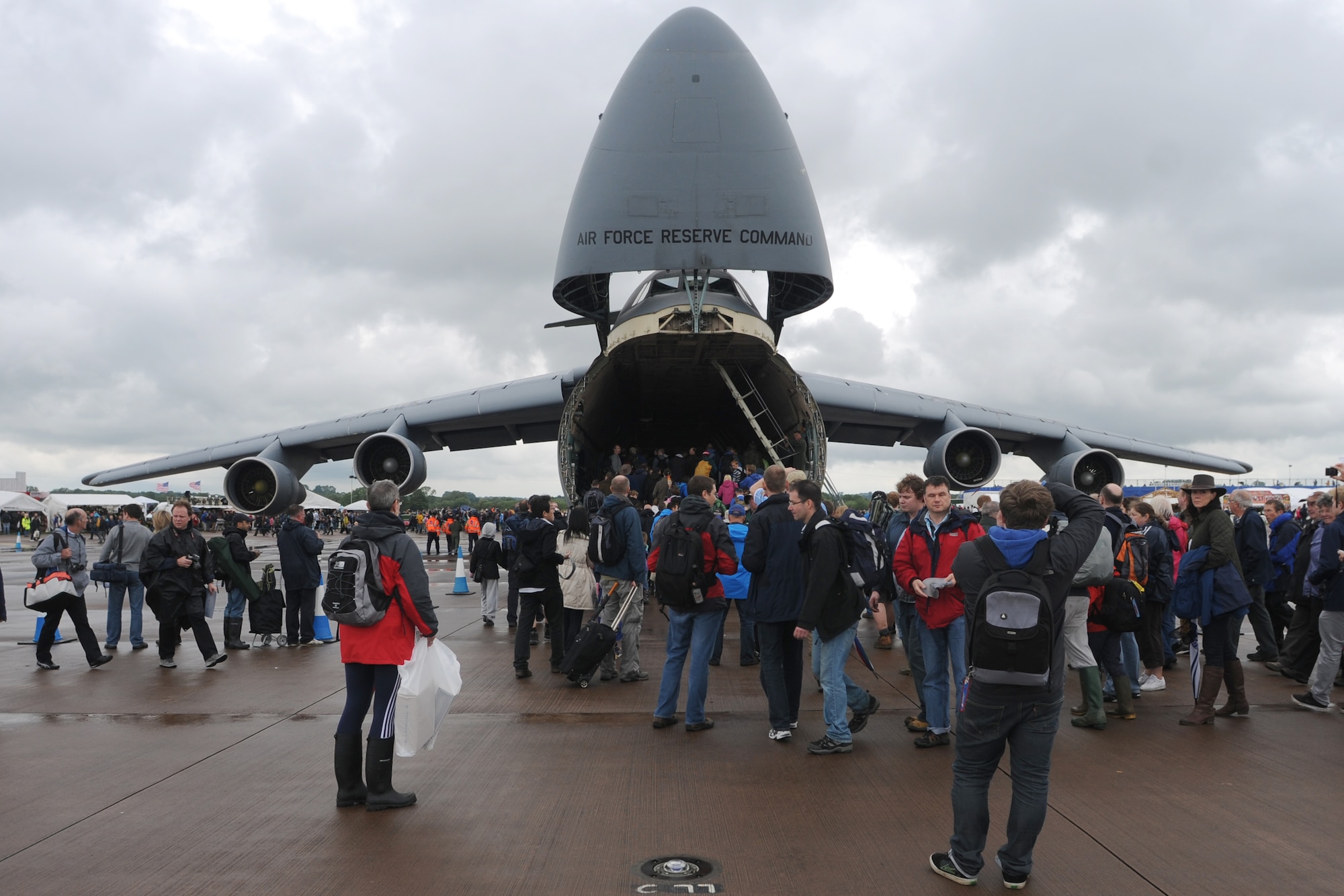 RAF FAIRFORD, United Kingdom - A C-5 Galaxy from Westover Air Reserve Base, Mass., sits as a static display at the Royal International Air Tattoo July 7. More than 130,000 people attended the tattoo. (U.S. Air Force photo by Capt. Brian Maguire)