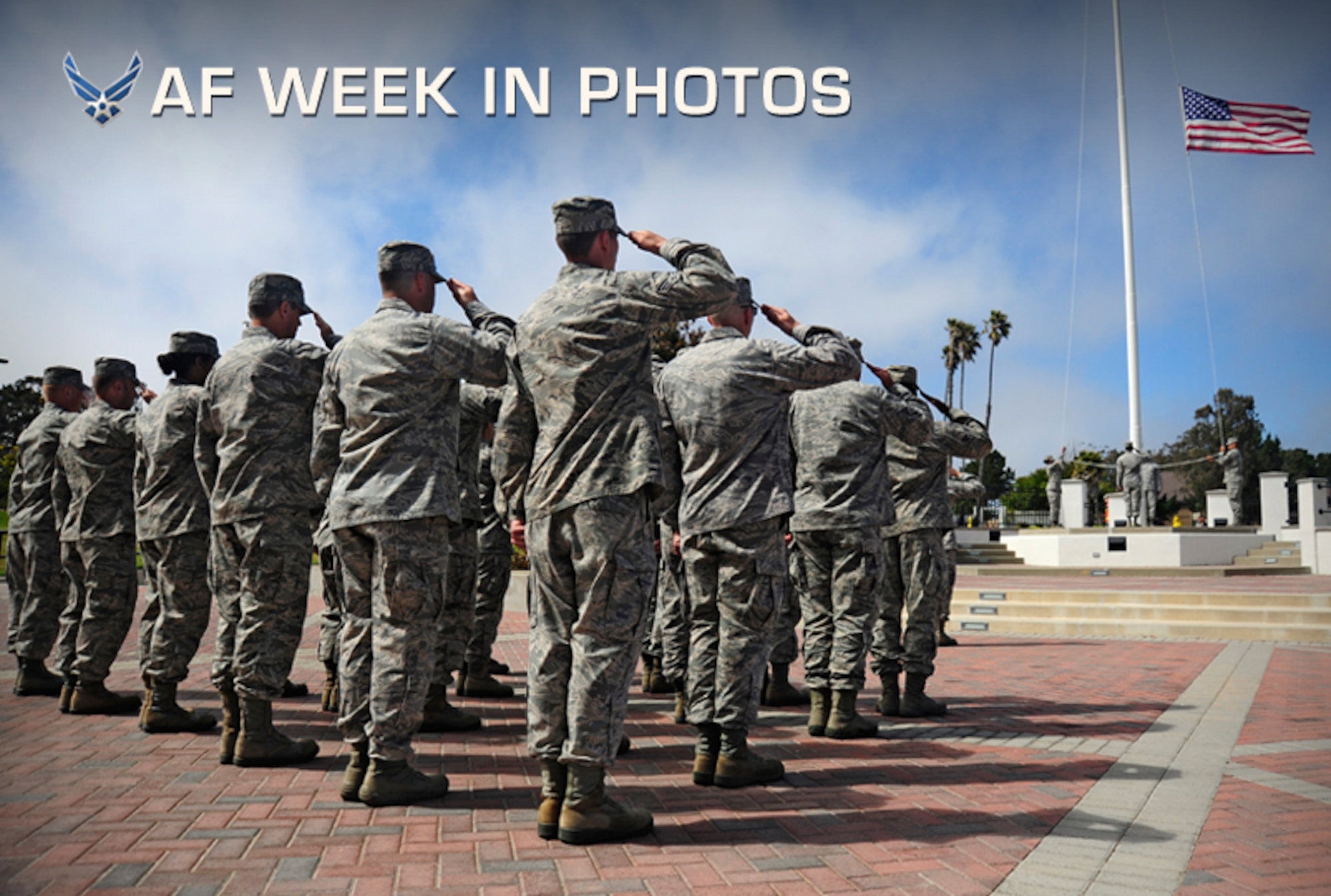 Members of the 30th Space Wing Wing Staff Agencies perform a retreat ceremony at Vandenberg Air Force Base, Calif., June 29, 2012. A retreat ceremony signifies the end of the duty day and pays respect to the U.S. flag. (U.S. Air Force photo/Michael Peterson)