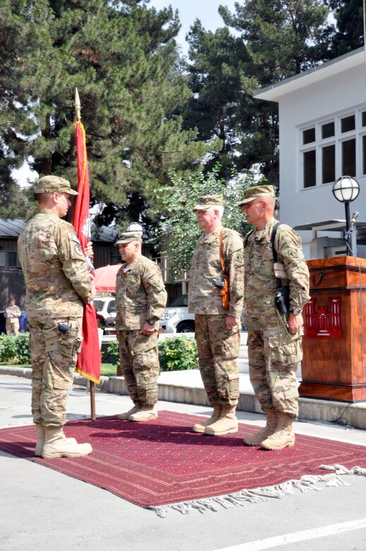 KABUL, Afghanistan — Army Col. Alfred A. Pantano, Jr. accepted command of the U.S. Army Corps of Engineers Afghanistan Engineer District-North during a change of command ceremony here, July 8, 2012. Pantano takes command of the AED-North from Army Col. Christopher W. Martin. After the invocation and presentation of colors, the Islamic Republic of Afghanistan and U.S. national anthems were played. Honoring tradition, a guidon featuring the unit's colors was passed from Martin to Pantano through Maj. Gen. Michael Eyre Cone, commander of the U.S. Army Corps of Engineers Transatlantic Division, to symbolize the change of command. Following the passing of the guidon, Eyre spoke about the accomplishments of the AED in Martin's tenure.

