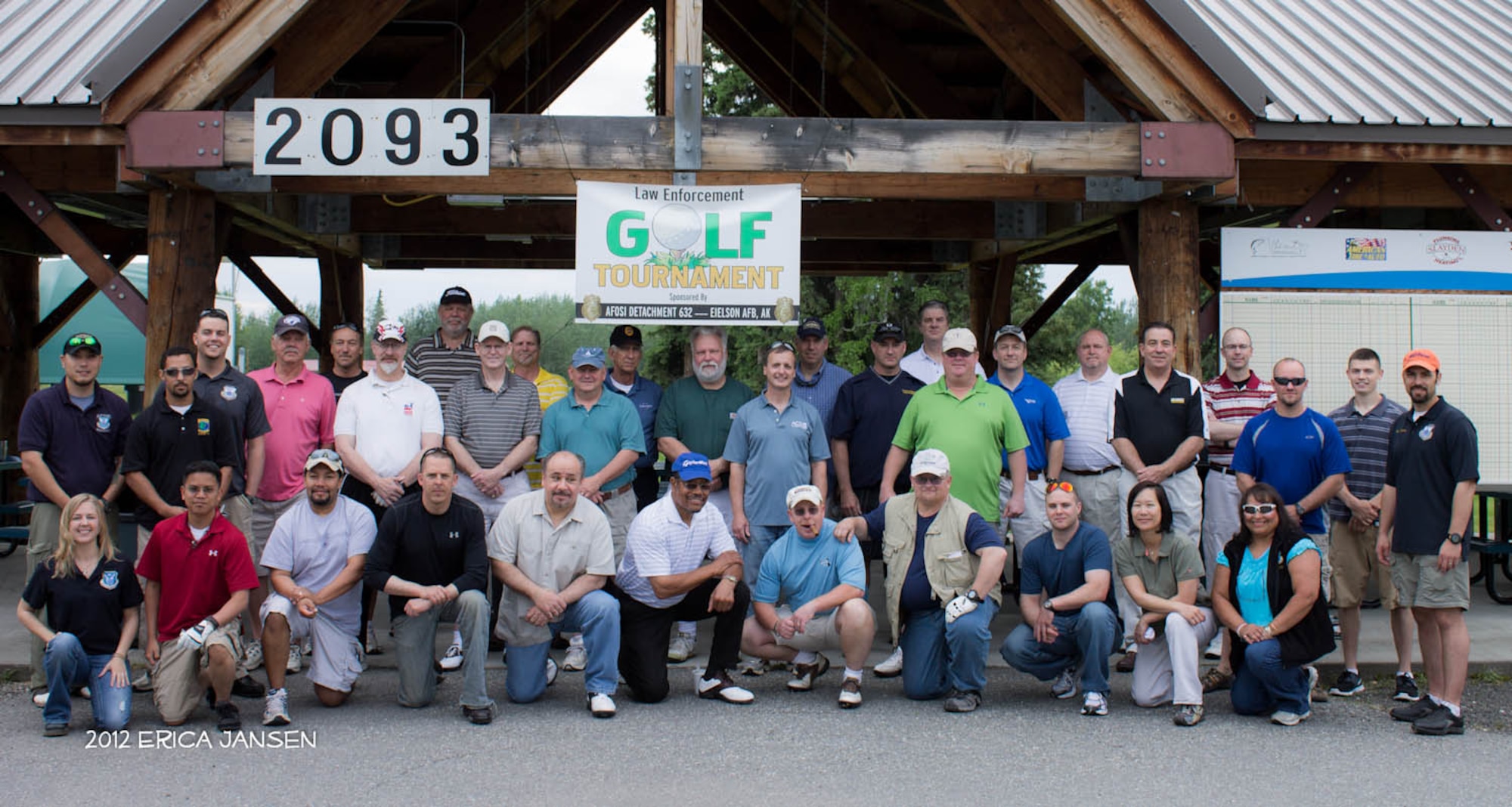 Air Force Office of Special Investigations Detachment 632, Eielson AFB, AK, recently hosted a Law Enforcement Golf Tournament to promote relationship building with local law enforcement agencies. The event was conducted in conjunction with a food drive for a local charity. They collected more than 100 lbs. of dry and canned goods. The event included participants from the Drug Enforcement Agency, Fairbanks Correctional Center, North Pole Police Department, Fairbanks Police Department, Alaska State Troopers, Doyon Security Service, University of Alaska Fairbanks Police Department, Bureau of Land Management, Inspector General, 354th Fighter Wing, Eielson AFB, and Deputy Inspector General, 354 FW. (U.S. Air Force photo courtesy of OSI Detachment 632)