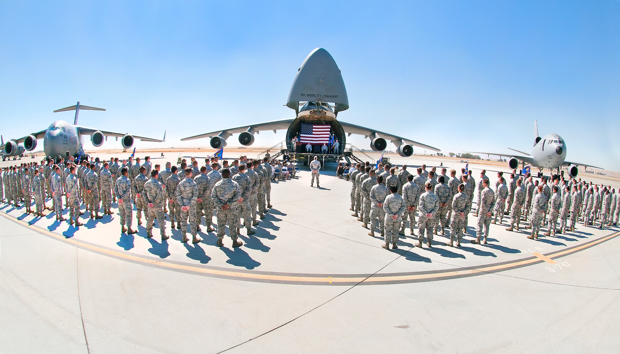 All three jets were on display Tuesday during the 60th MXG change of command ceremony on the Travis flightline. (U.S. Air Force photo/T.C. Perkins)