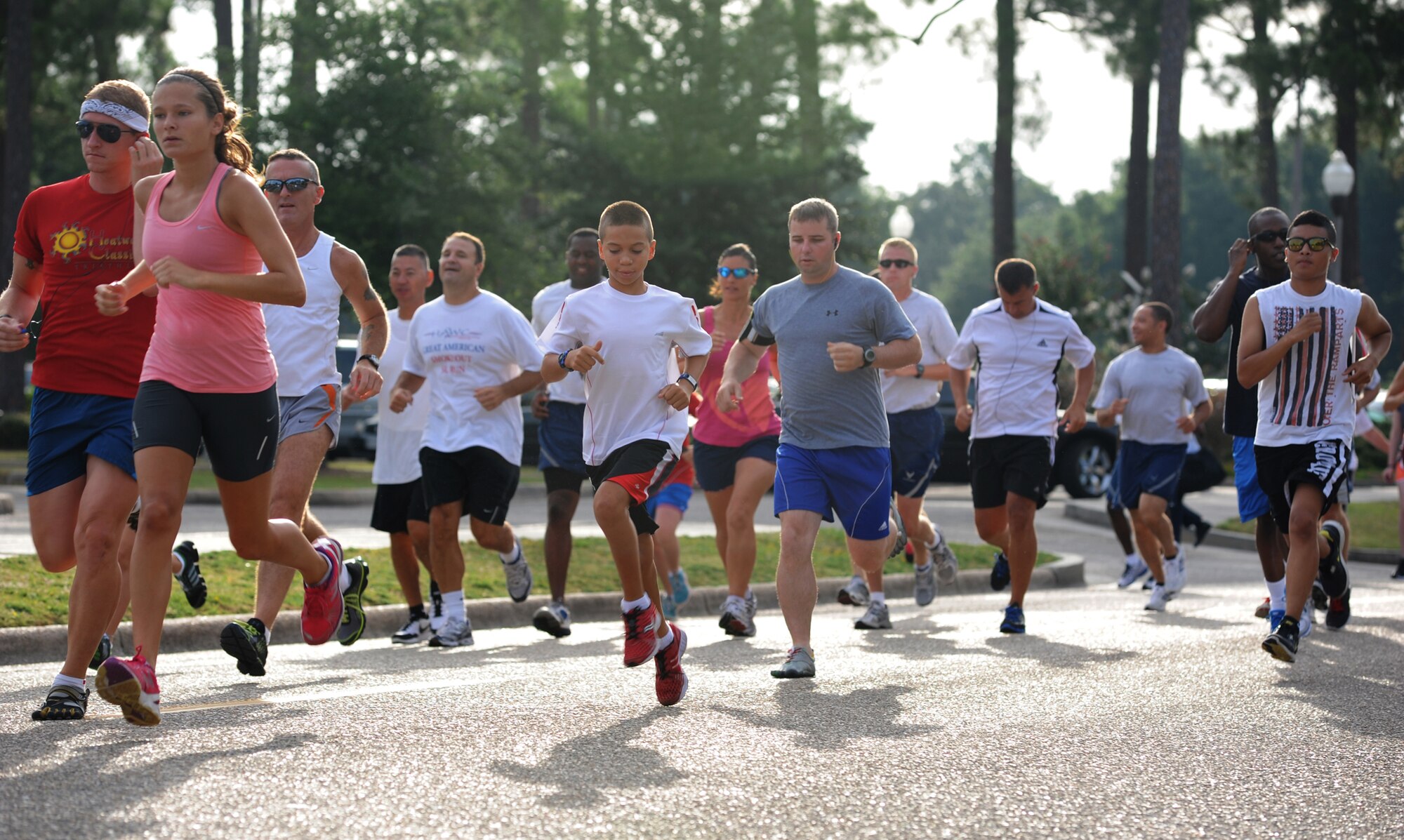 Members of Keesler Air Force Base, Miss., participated in a 5K firecracker run/walk July 9, 2012, at the Blake Fitness Center, in honor of independence day.  (U.S. Air Force photo by Kemberly Groue)