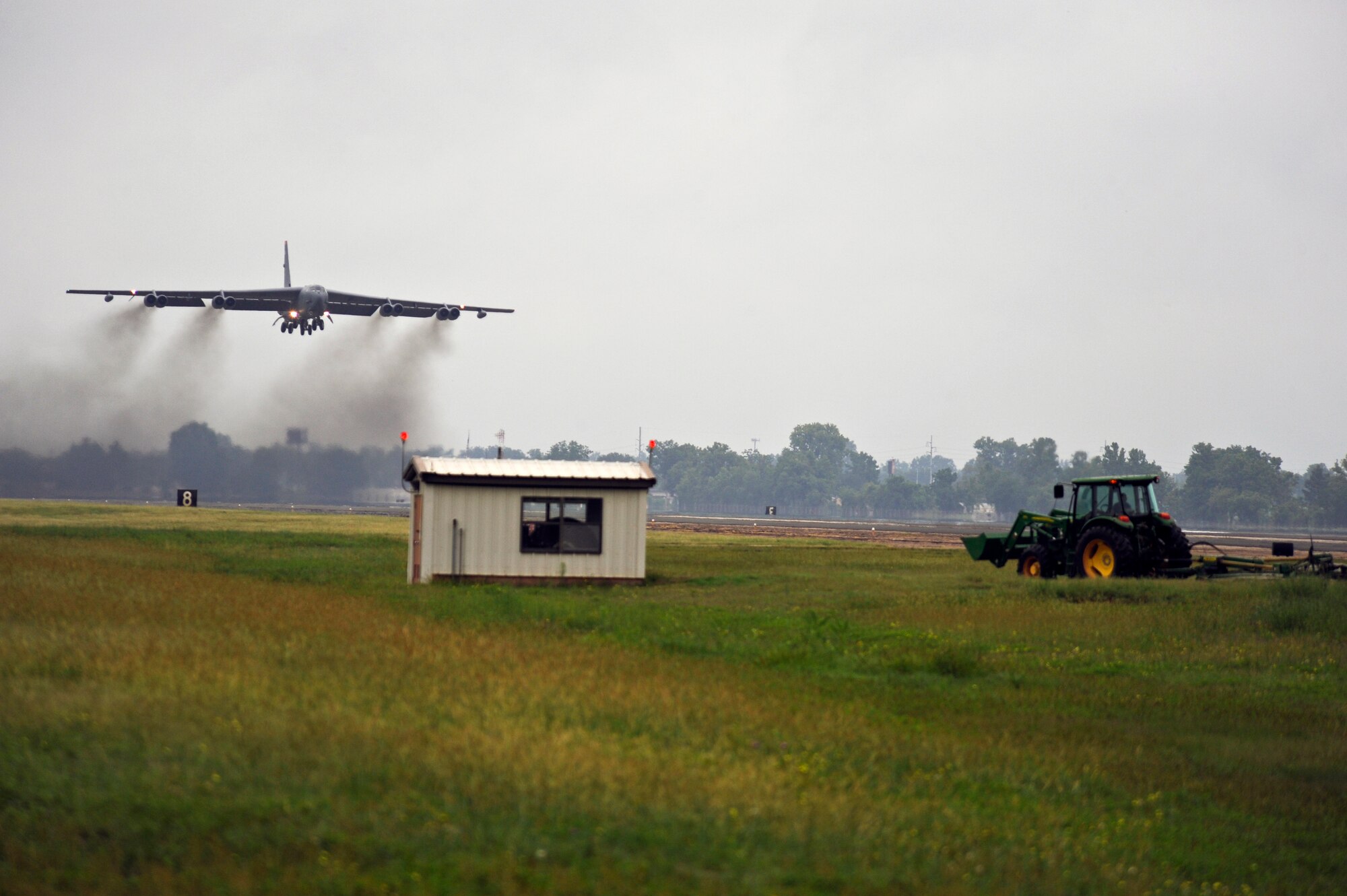 A B-52H Stratofortress takes off from Barksdale Air Force Base, La., July 13. The aircraft departed to participate in the Red Flag exercise at Nellis AFB, Nev. Red Flag provides realistic combat scenarios for aircrews from the U.S., NATO and allied countries. The B-52H is classified as a long-range, heavy bomber and is capable of carrying 70,000 pounds of mixed ordnance. (U.S. Air Force photo/Airman 1st Class Micaiah Anthony)(RELEASED)