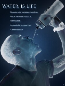 Because water composes more than half of the human body, it is impossible to sustain life for more than a week without it. (U.S. Air Force graphic by Senior Airman Jarad A. Denton)