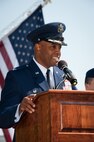 Lieutenant Gen. David S. Fadok, commander and president of Air University presides over the 42nd Air Base Wing change of command, where 42nd ABW commander Col. Brian Killough relinquishes command to Col Trent Edwards. (U.S. Air Force photo by Melanie Rodgers Cox)