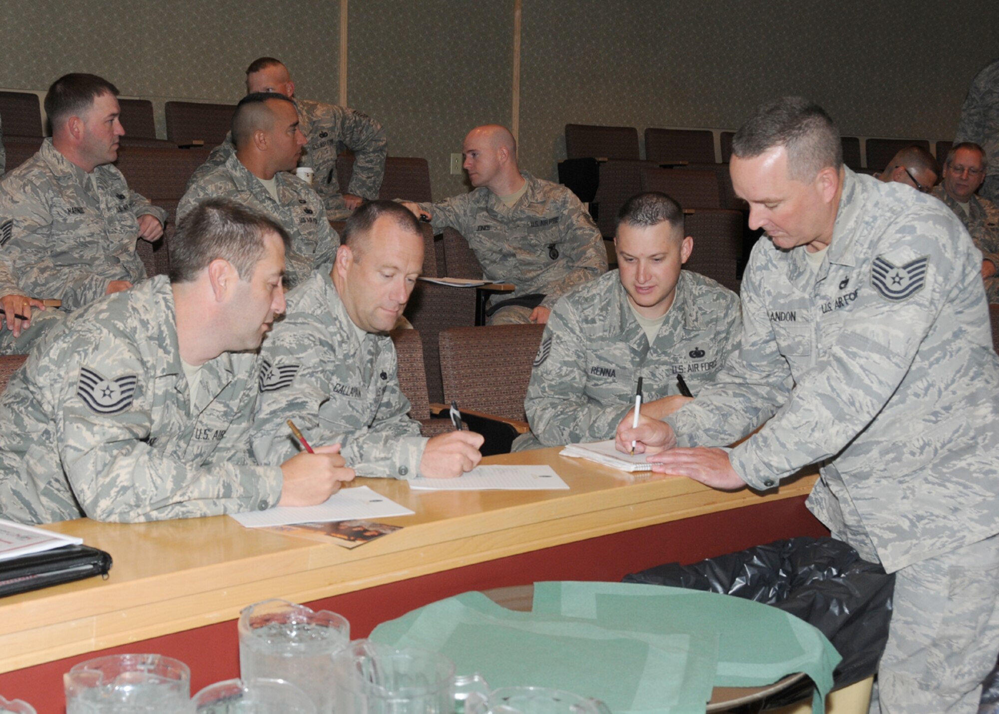 More than 130 staff and technical sergeants from the Massachusetts Air National Guard and two sergeants from each New England state, participate in an exercise taught by leadership educator Ken Weichertat the Southbridge Hotel & Conference Center for an inaugural 3-day workshop specifically targeted to the E-5 and E-6 ranks on July 11.  The workshop was titled “TIME” (Technical Sergeants Involved and Mentoring Enlisted Airmen) and primarily focused on building strength in enlisted mentorship, leadership, force development and diversity. (Air National Guard photo by Tech. Sgt. Melanie J. Casineau/Released) 