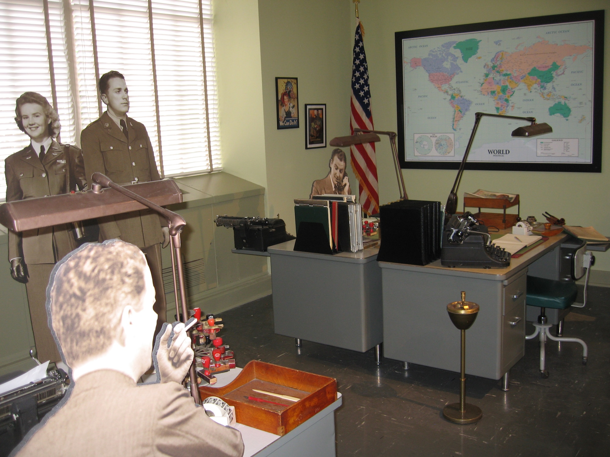 An example of a 1940's office setup is displayed as part of the new Pentagon Building History Exhibit. (DOD photo/U.S. Army Sgt.1st Class Tyrone C. Marshall Jr.) 