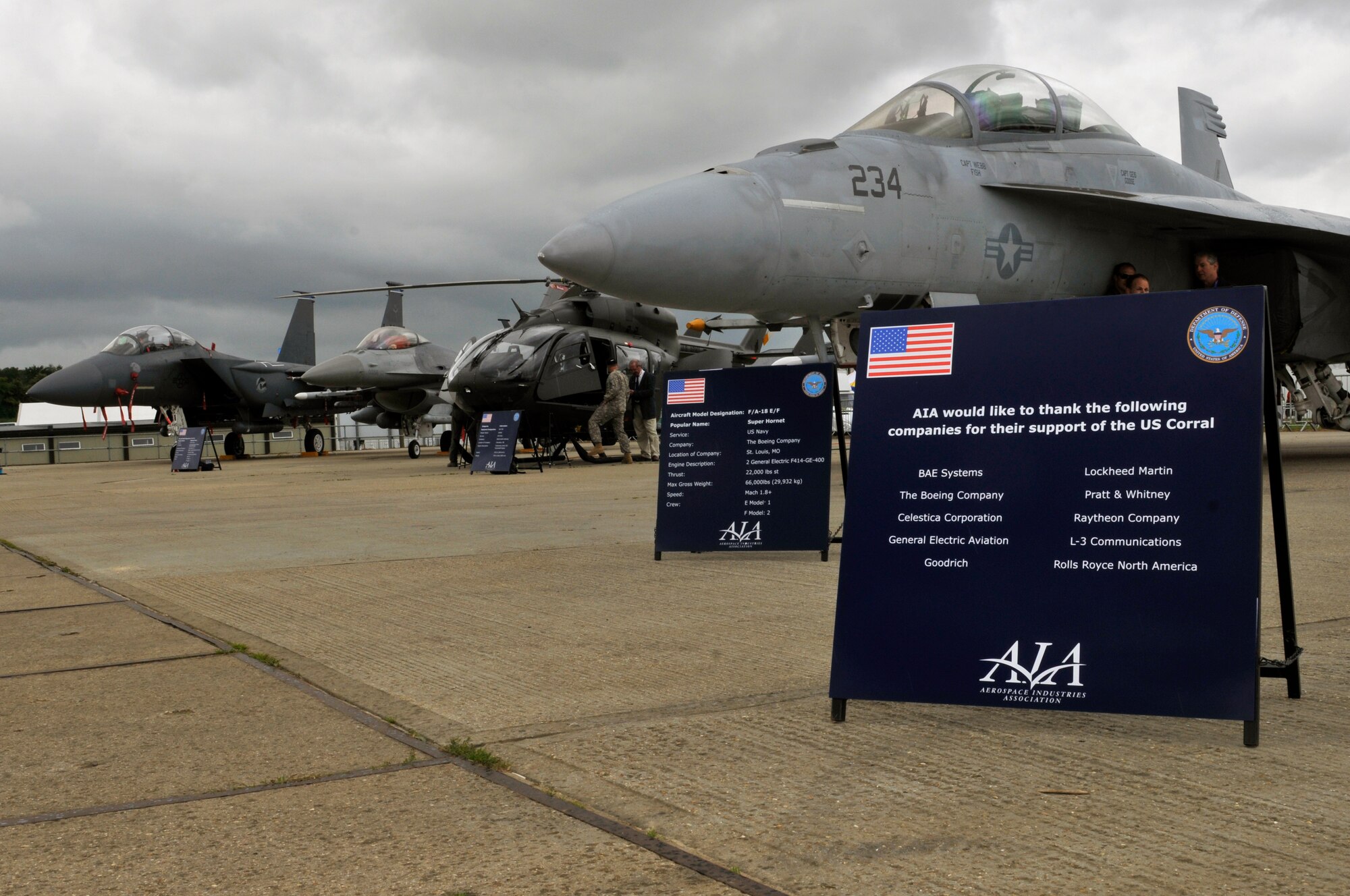 FARNBOROUGH, England - Various models of U.S. military aircraft from bases in Europe and the U.S. are on display July 10, 2012, during the Farnborough International Air Show in Farnborough, England. Participation in this premier event demonstrates that U.S. defense industry offers state-of-the-art capabilities vital for the support and protection of our allies' and partners' national security interests. (U.S. Air Force photo by Tech. Sgt. Lee A. Osberry Jr.)
