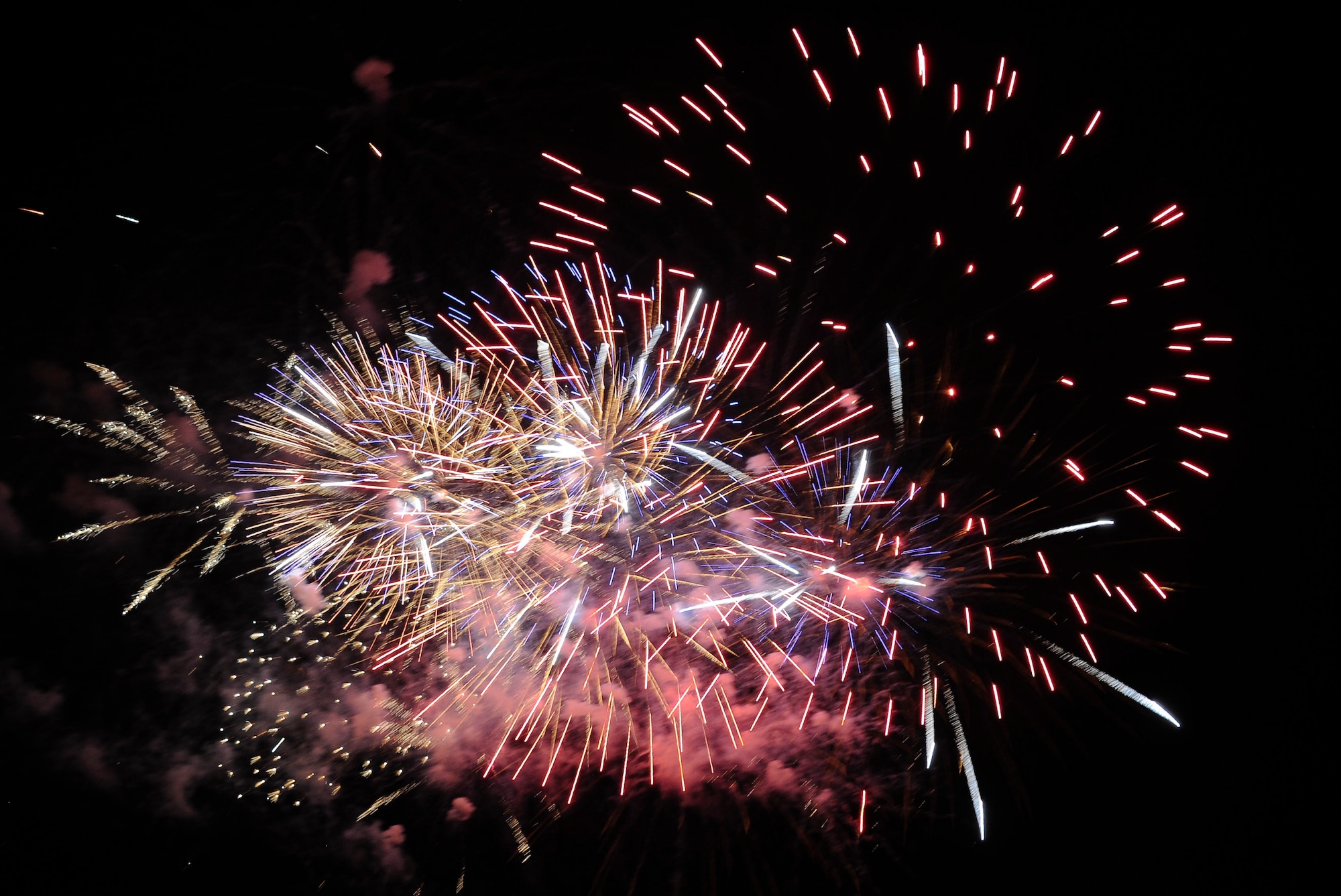 Fireworks were the highlight of the annual Fourth of July celebration at Doughboy Field here. Families enjoyed a multitude of activities including: bouncy castles, a stilt walker, magician and face painting while the Jersey Shore’s own Southside Johnny and The Asbury Jukes rocked the crowd through a combination of blues and classic rock music. (U.S. Air Force photo by Airman 1st Class Ryan Throneberry/Released)